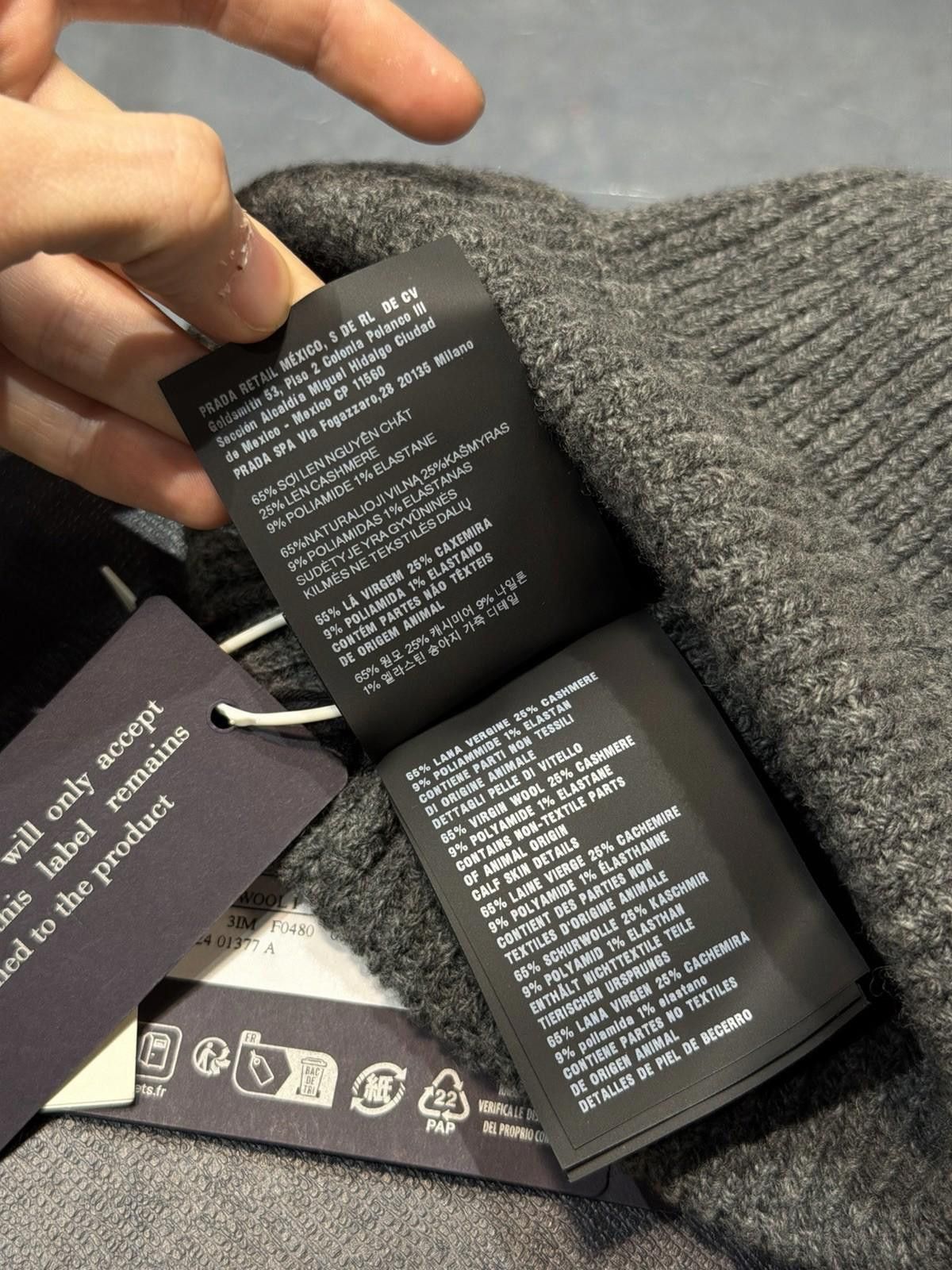 Prada PRADA Beanie Gray (M) Cashmere Knit Beanie Triangle NEW $650 Size ONE SIZE - 10 Thumbnail