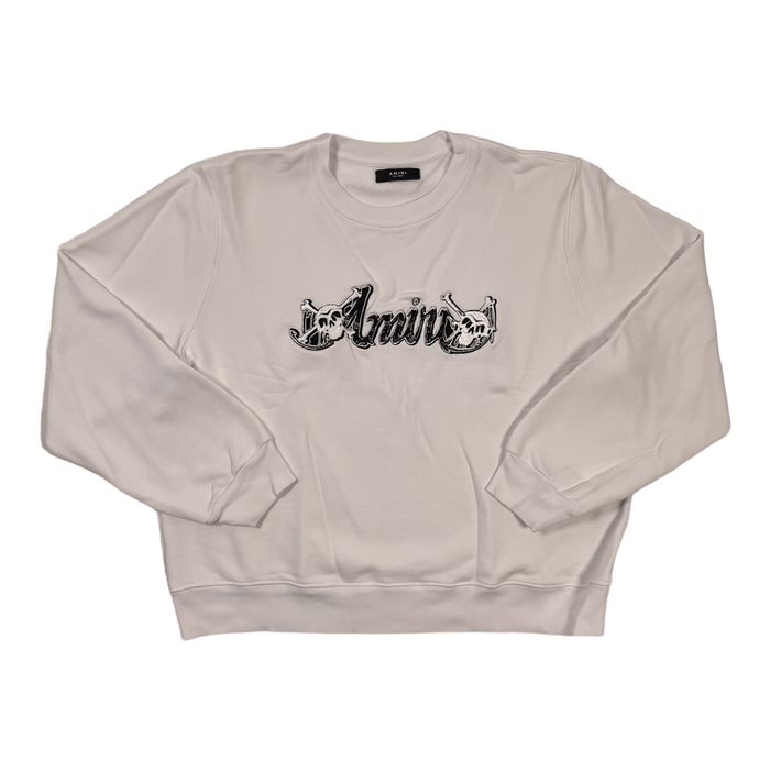 Amiri Amiri x Motley Crue Logo Crewneck Sweatshirt White Pre Owned