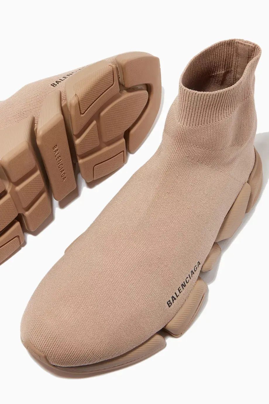 Balenciaga o1w1db10625 Speed 2.0 Monocolor Recycled Knit Sneakers Beige Size US 6 / EU 39 - 2 Thumbnail