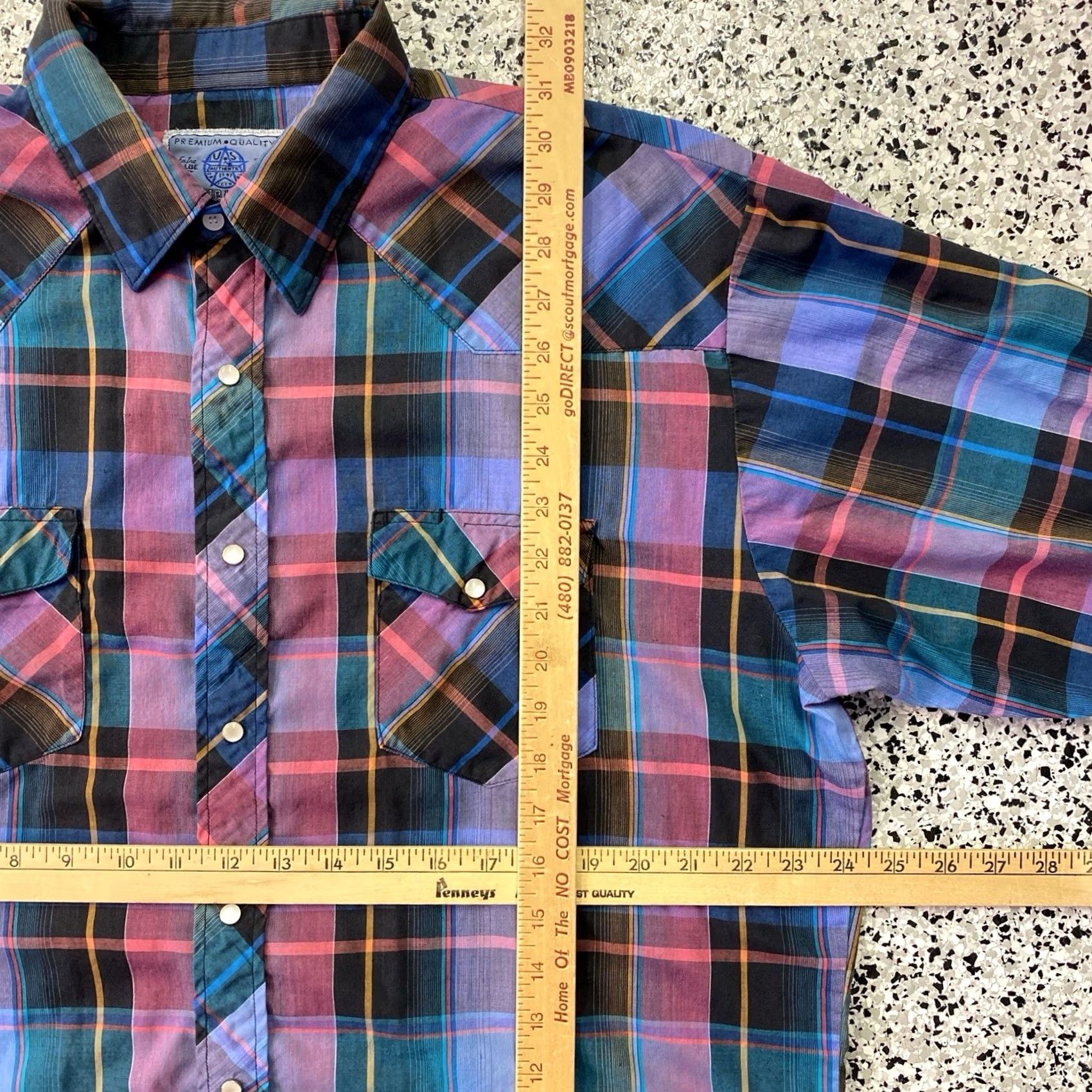 Vintage VINTAGE American Hero Shirt Pearl Snap Purple Plaid Western Men XL Size US XL / EU 56 / 4 - 3 Thumbnail