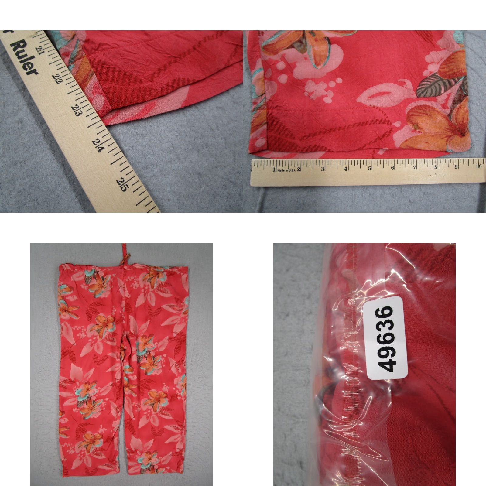 Jams World Jams World Pants Women Large Red Francesca Floral W727-Fran Made in USA 38x23 Size 36" / US 14 / IT 50 - 8 Thumbnail