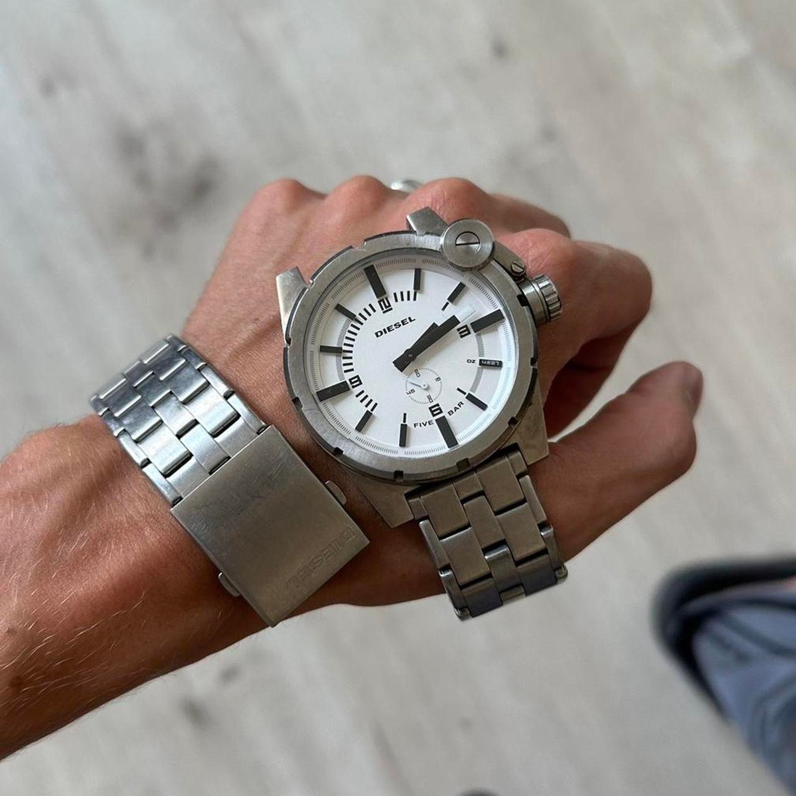Diesel Rare Vintage 00s Y2K Silver Diesel DZ-4237 Watch Bracelet
