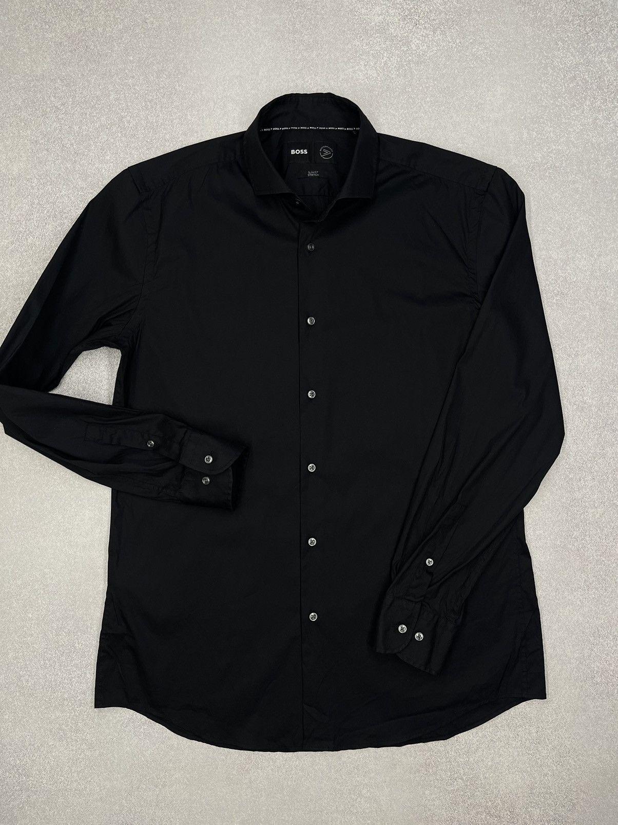 Hugo Boss Mens Hugo Boss Performance Stretch Full Black Shirt Size US L / EU 52-54 / 3 - 2 Thumbnail