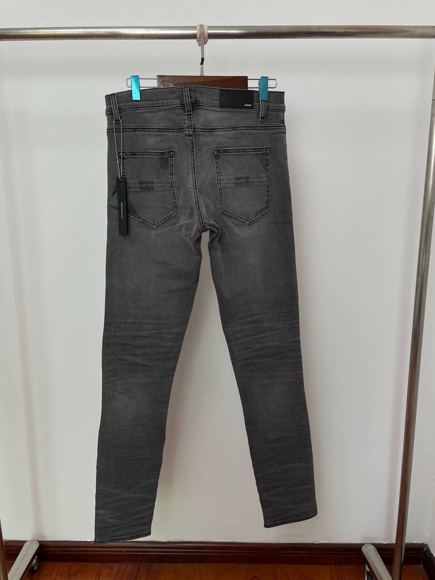 Amiri Amiri OG MX1 Gray Leather Panel Denim Jeans 31 NWT Size US 31 - 2 Thumbnail