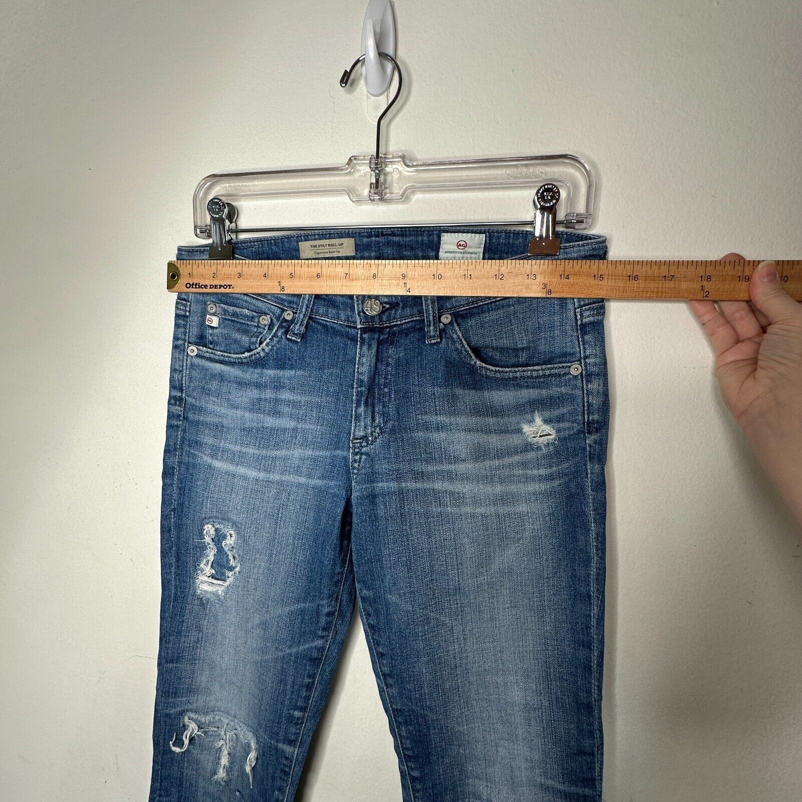 AG Adriano Goldschmied Ag Adriano Goldschmeid Distressed The Stilt Roll Up Jeans 27 Size 27" / US 4 / IT 40 - 11 Thumbnail