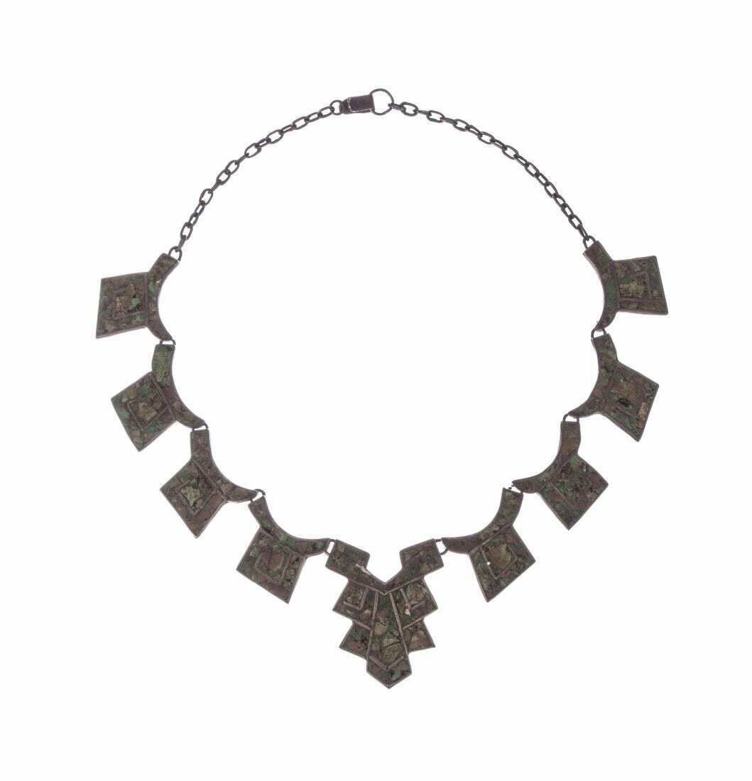 Sterling Silver Hand Made Mexican Turquoise Necklace Bib