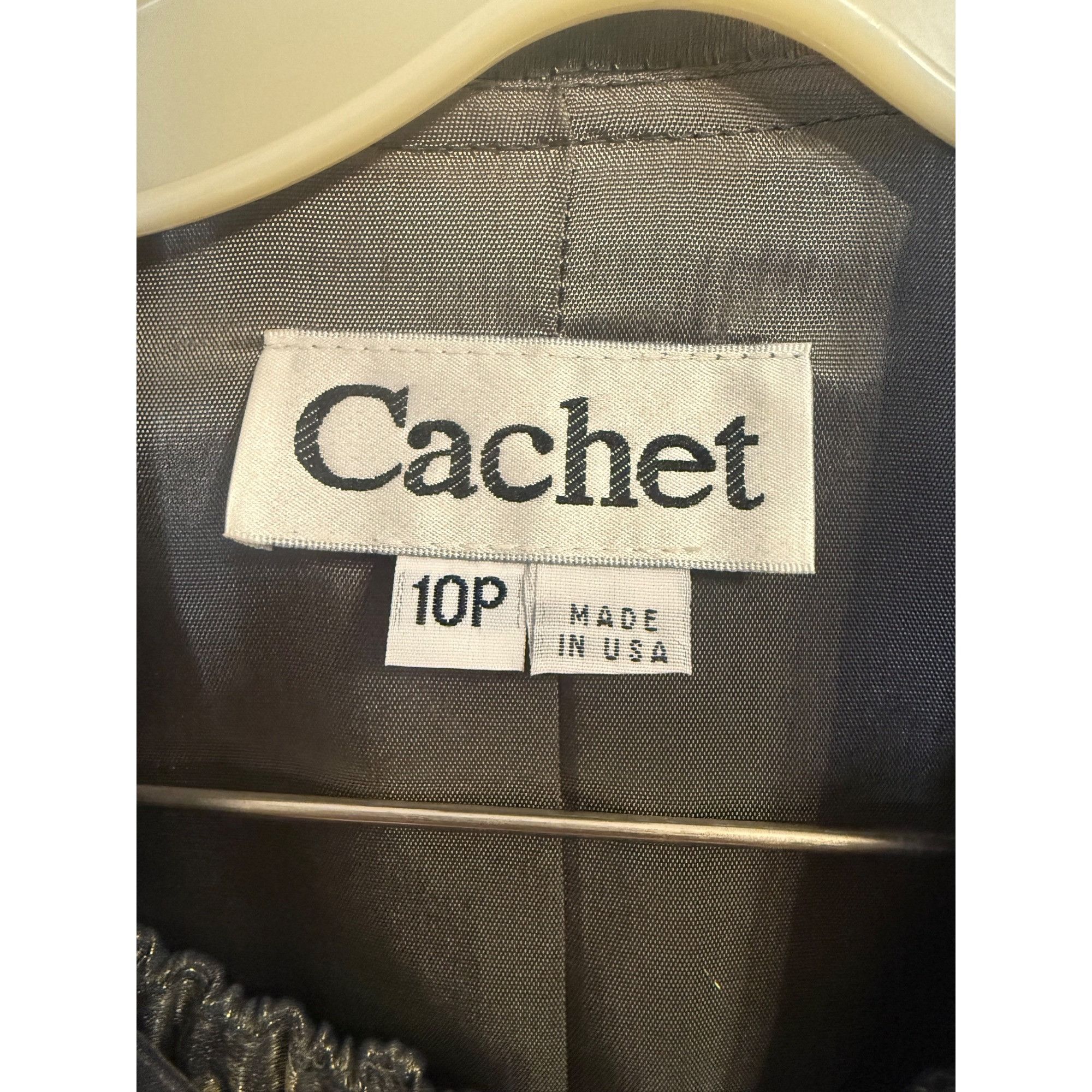 Other Vintage Cachet Womens Gold Blue Metallic Blazer & Pants Suit Size L / US 10 / IT 46 - 4 Thumbnail