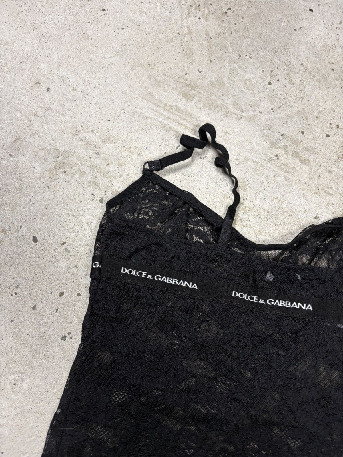 Dolce & Gabbana Vintage 2000s Dolce & Gabbana Underwear Black Lace Top Logo Size M / US 6-8 / IT 42-44 - 13 Thumbnail