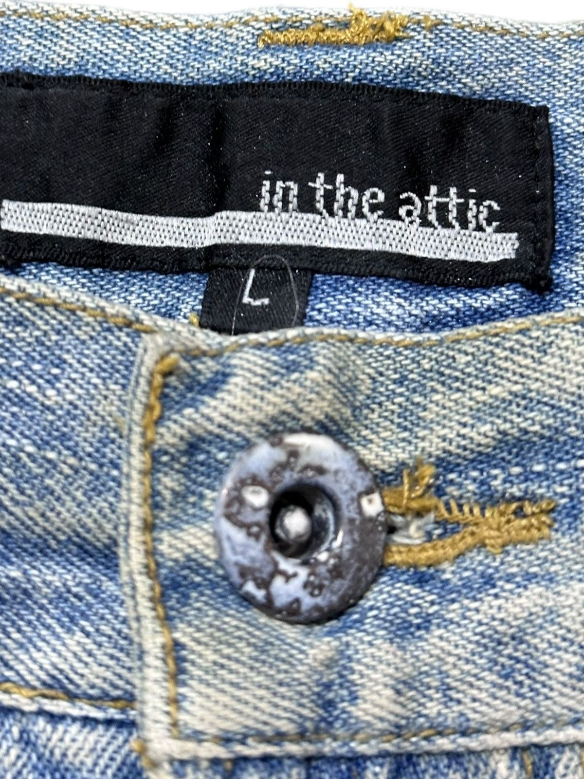 In The Attic Vintage In The Attic Mudwash Ripped Sashiko Style Denim Size US 29 - 8 Thumbnail