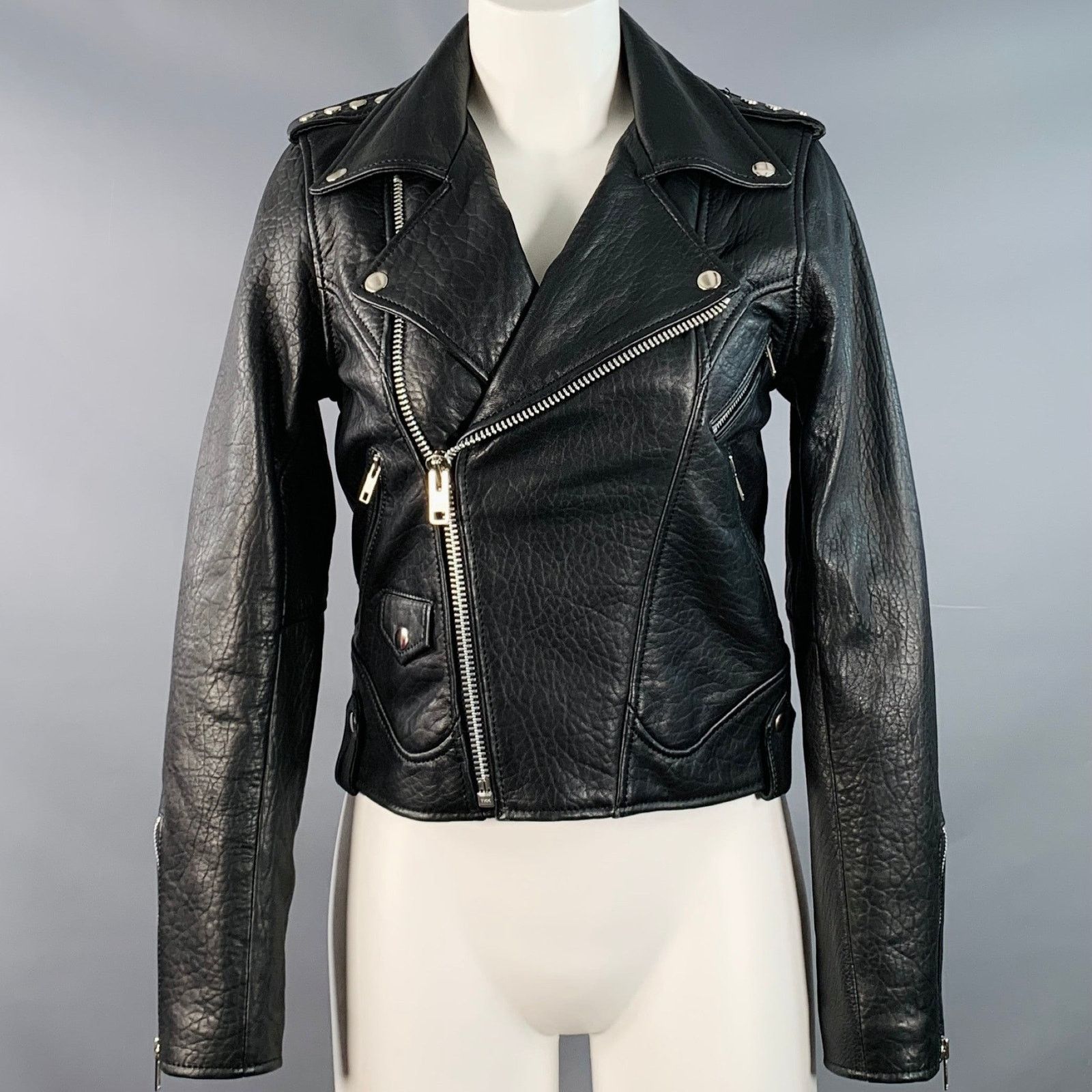 Other UNDERSTATED LEATHER Black Hearts Studded Leather Jacket Size S / US 4 / IT 40 - 1 Thumbnail
