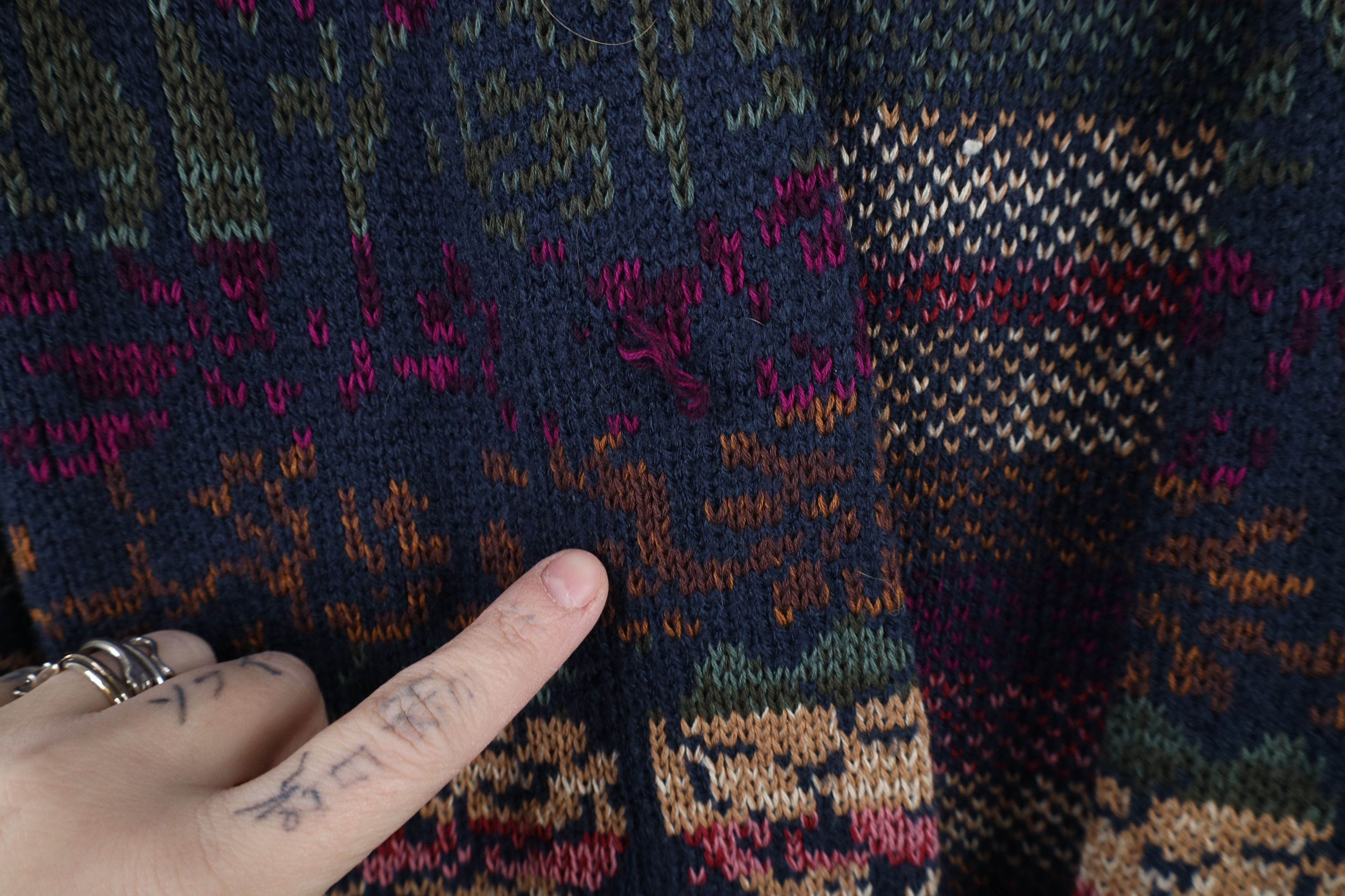 Vintage Vintage 90s Streetwear Flower Knit Open Cardigan Sweater Size XL / US 12-14 / IT 48-50 - 5 Thumbnail