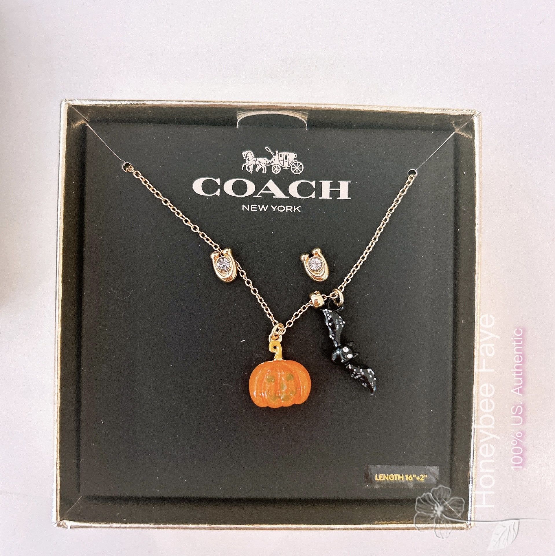 Coach Pumpkin And Bat Pendant Necklace Set CZ006 Size ONE SIZE - 2 Thumbnail