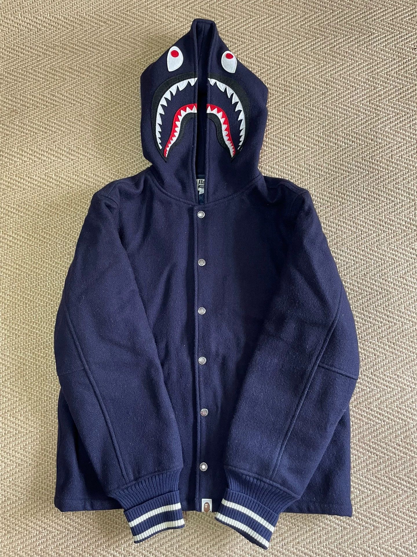 Bape BAPE Wool Baseball Shark Jacket L Rare Good Size US L / EU 52-54 / 3 - 2 Thumbnail