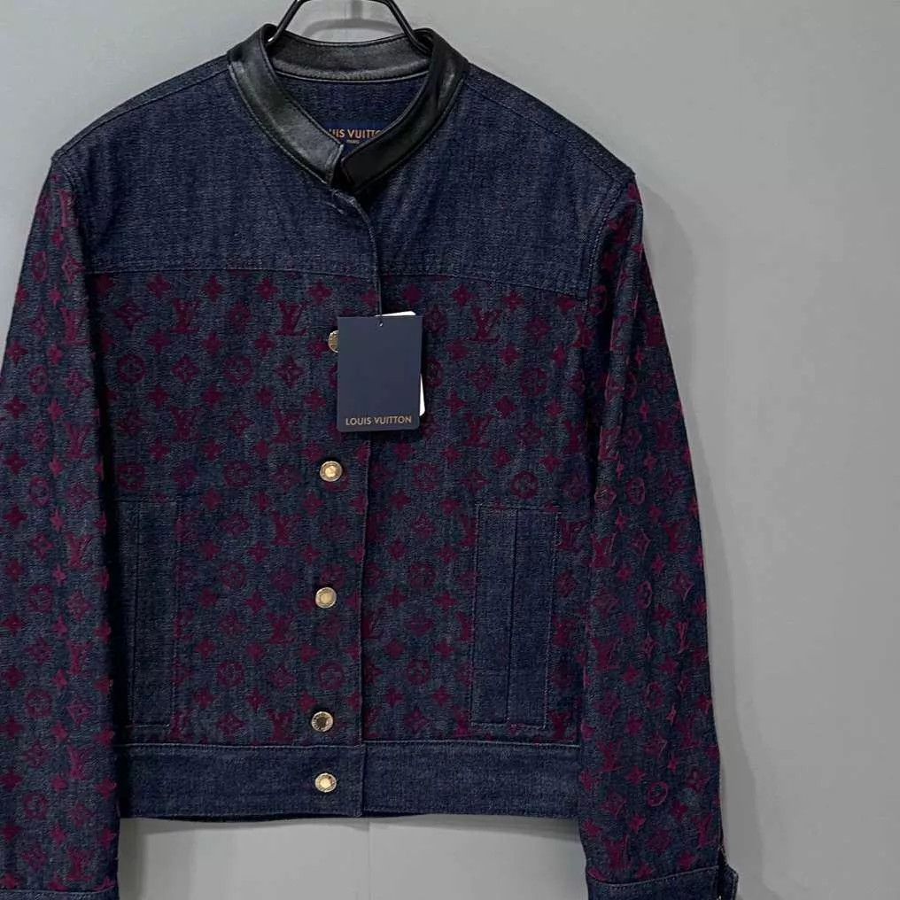 Louis Vuitton LV 3D Monogram Flocked All-Over Print Denim Jacket Size XS / US 0-2 / IT 36-38 - 2 Thumbnail