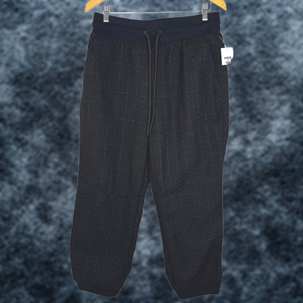 Vintage Mode of One Mens Regular Fit Tapered Leg Tweed Jogger Pants Deep Black M NEW Size US 31 - 1 Thumbnail