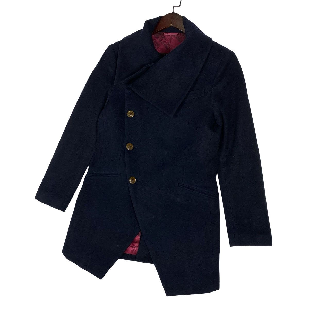 Vivienne Westwood Vivienne Westwood MAN Asymmetrical Navy Wool Coat Size US M / EU 48-50 / 2 - 2 Thumbnail