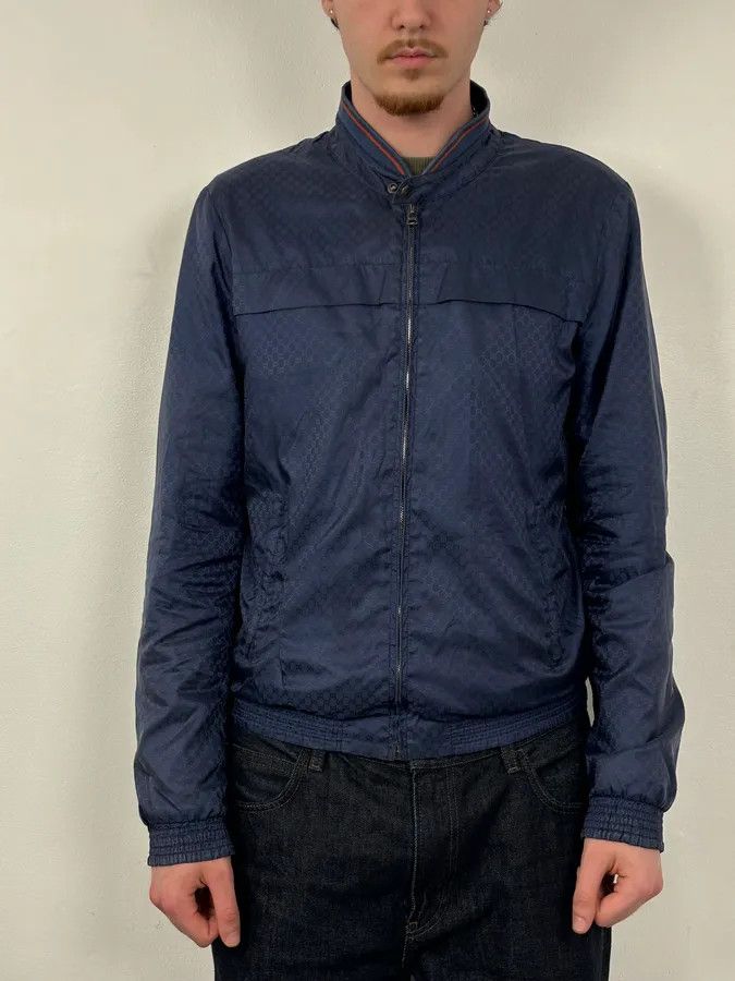 Gucci 2010s Gucci Navy Nylon Monogram Light Jacket Size US M / EU 48-50 / 2 - 2 Thumbnail