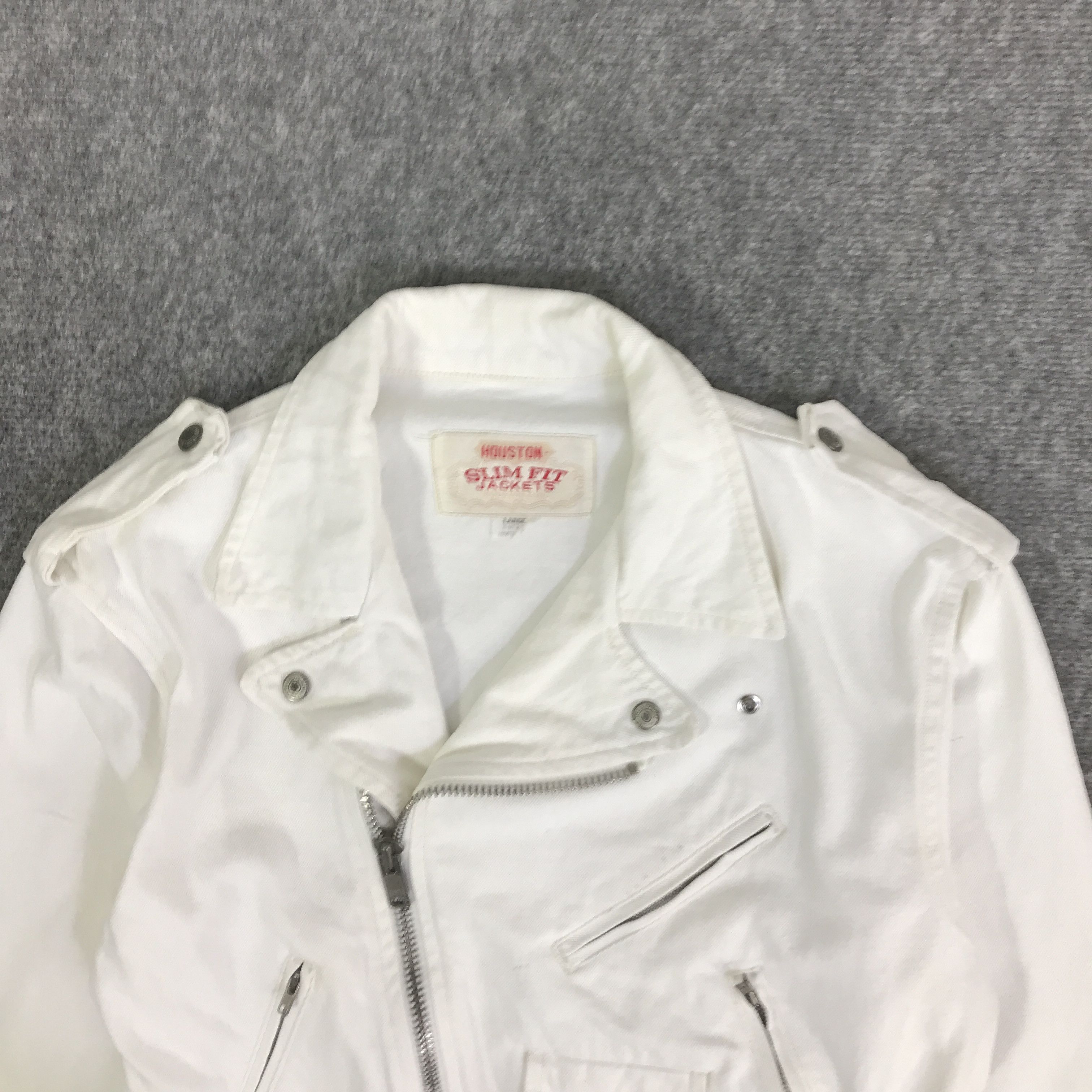 Japanese Brand HOUSTON DENIM DOUBLE COLLAR BIKER STYLE JACKET K78B4 Size US L / EU 52-54 / 3 - 2 Thumbnail