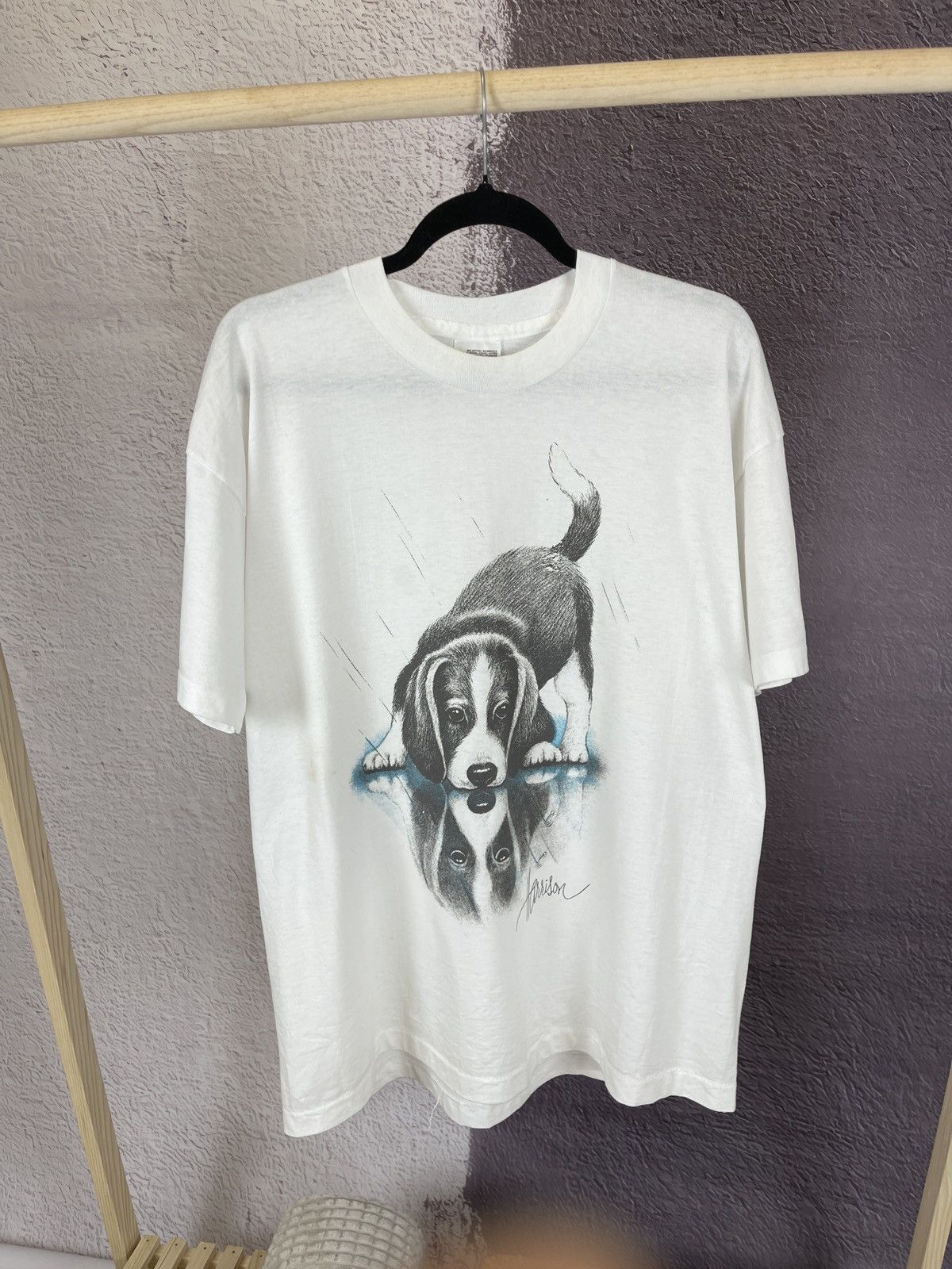 Vintage Screen Stars vintage 90s Harrison dog single stitch tee Size US XL / EU 56 / 4 - 1 Thumbnail