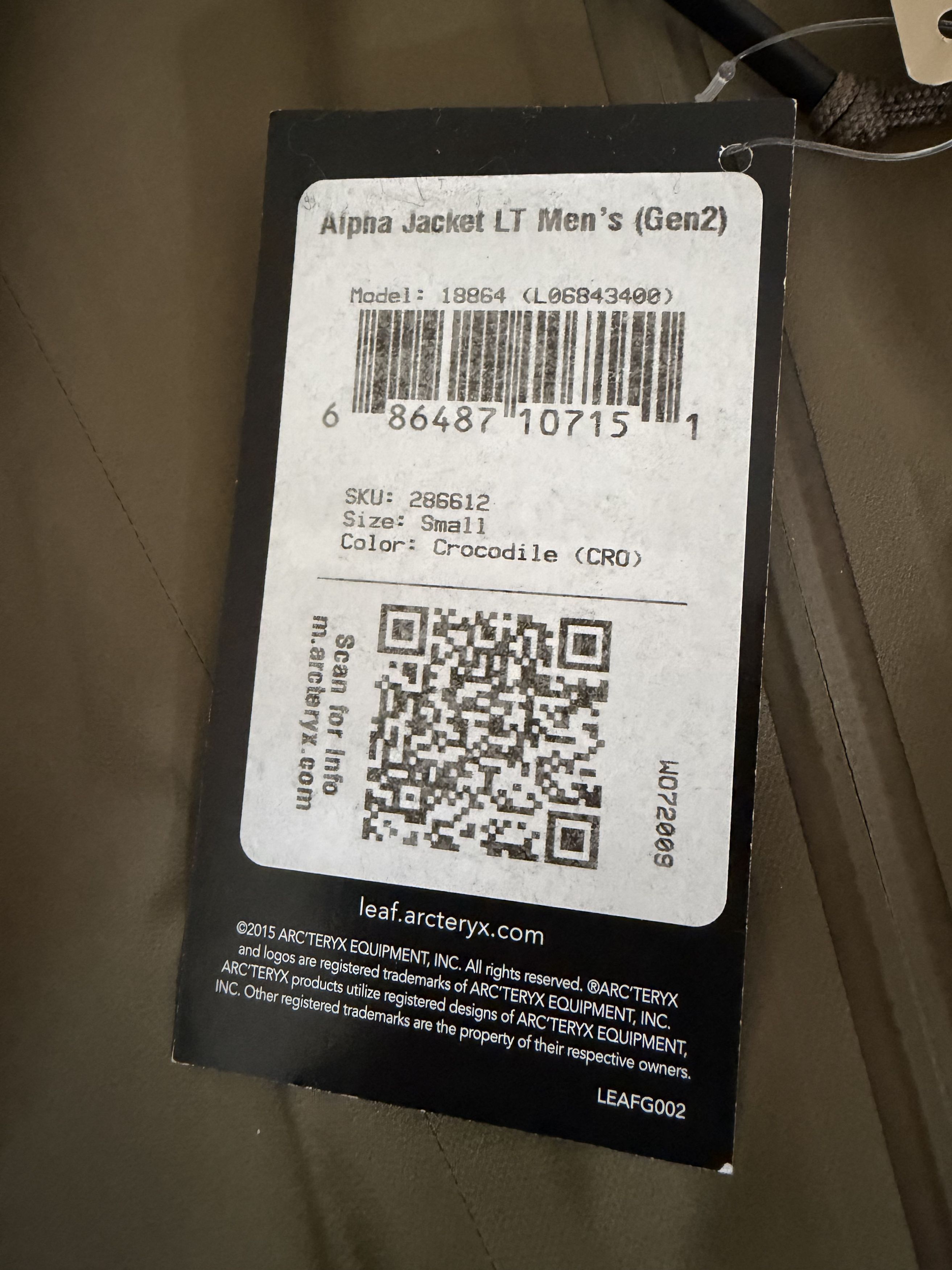 Arc'teryx Alpha LT Jacket Gen 2 Crocodile Size US S / EU 44-46 / 1 - 4 Thumbnail