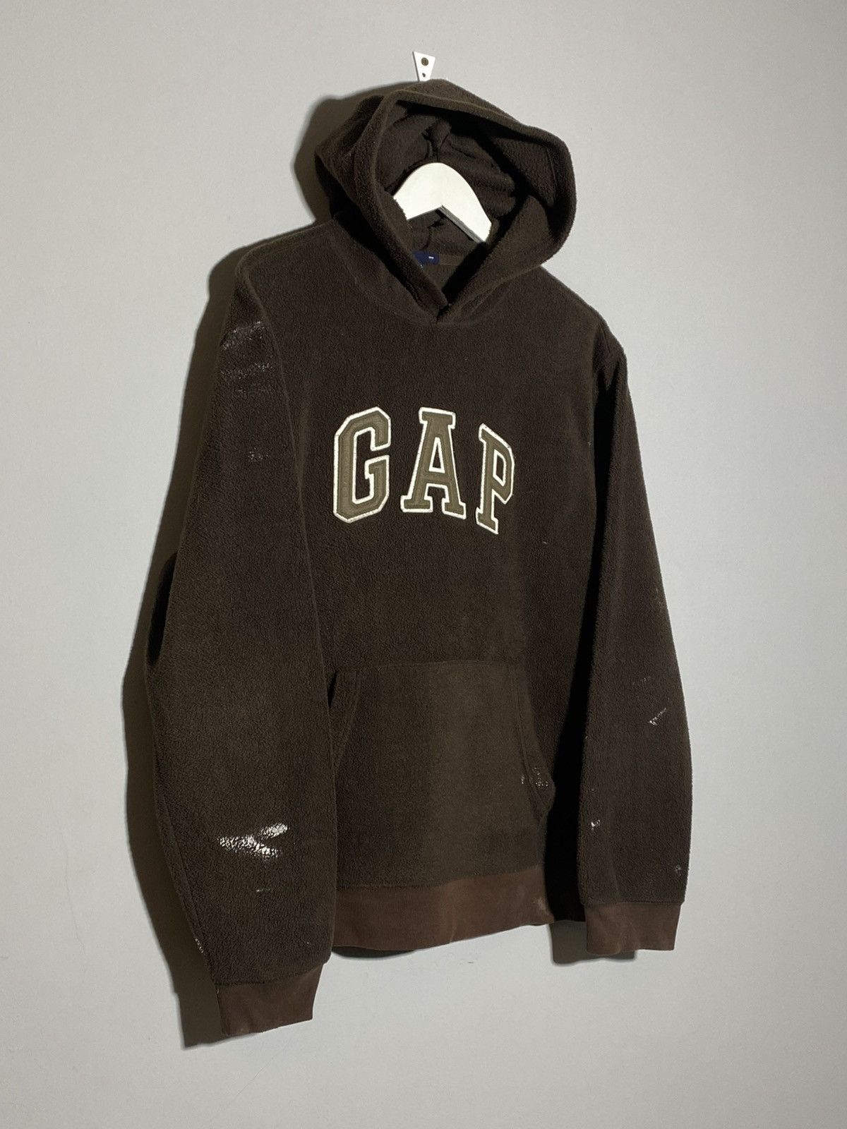 Gap 🔥 Y2K GAP BROWN FLEECE HOODIE DISTRESSED WORKWEAR VIBES Size US M / EU 48-50 / 2 - 3 Thumbnail