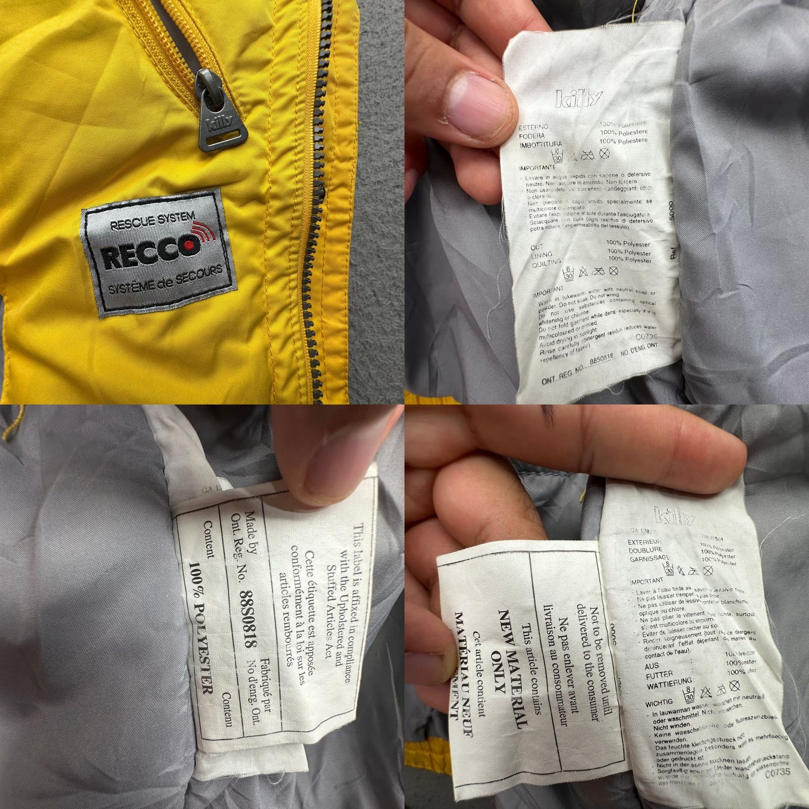 Equipment Killy Recco Jacket Mens Large Yellow Hooded Polyester Ski 44 Regular Parka Jacket Accessories Size US L / EU 52-54 / 3 - 10 Thumbnail