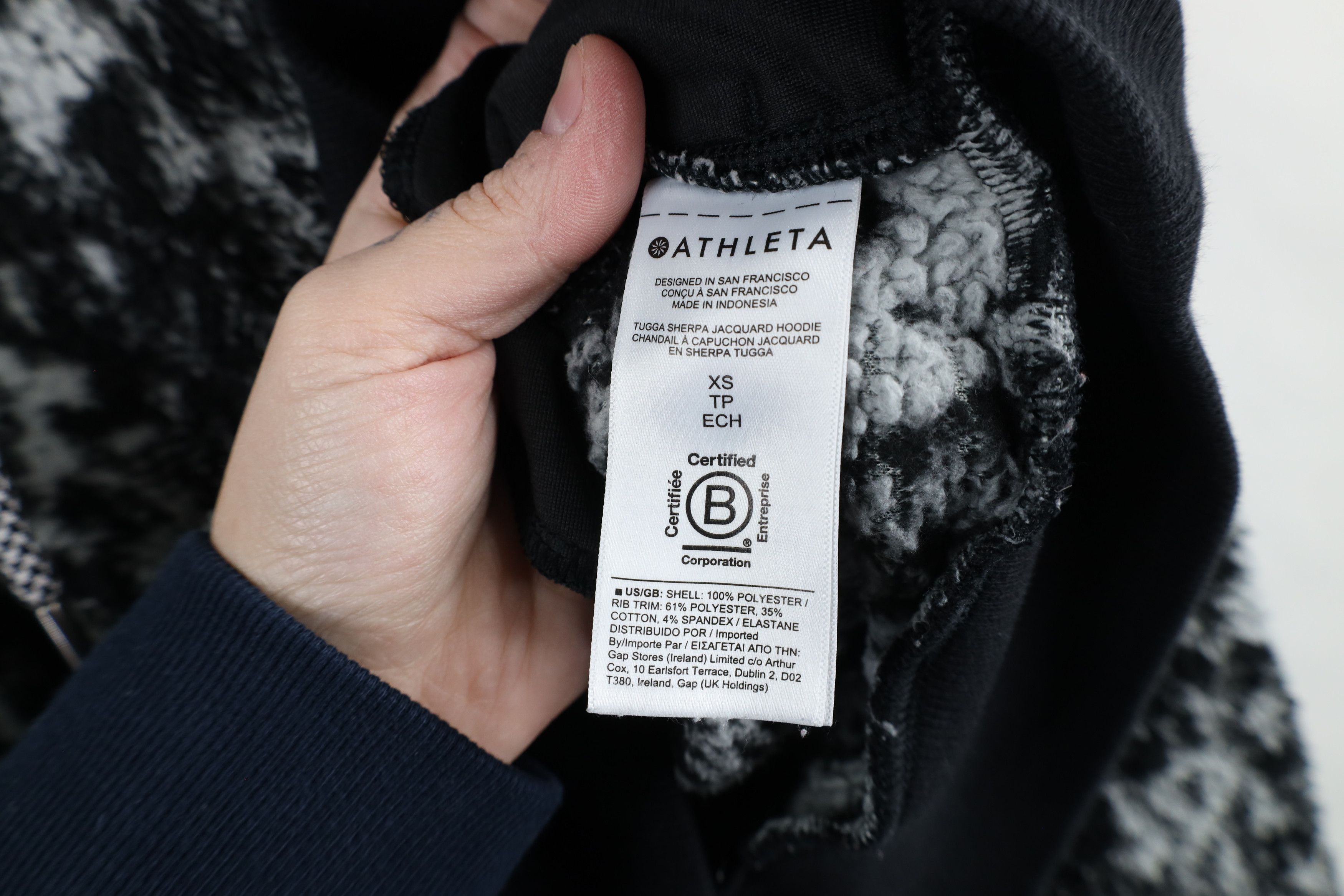Athleta × Vintage Athleta Sherpa Deep Pile Fleece Jacquard Hoodie Sweatshirt Size XS / US 0-2 / IT 36-38 - 9 Thumbnail