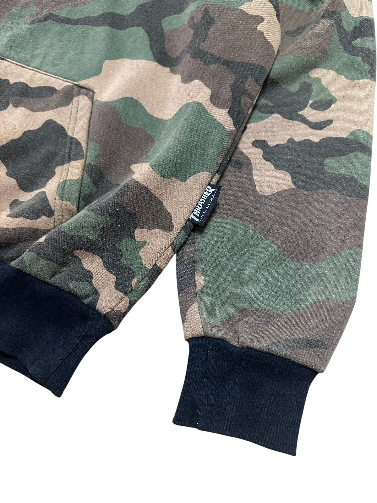 Japanese Brand × Thrasher × Vintage RARE ‼️ Camouflage Thrashed Skateboard 666 Hoodie Size US M / EU 48-50 / 2 - 4 Thumbnail