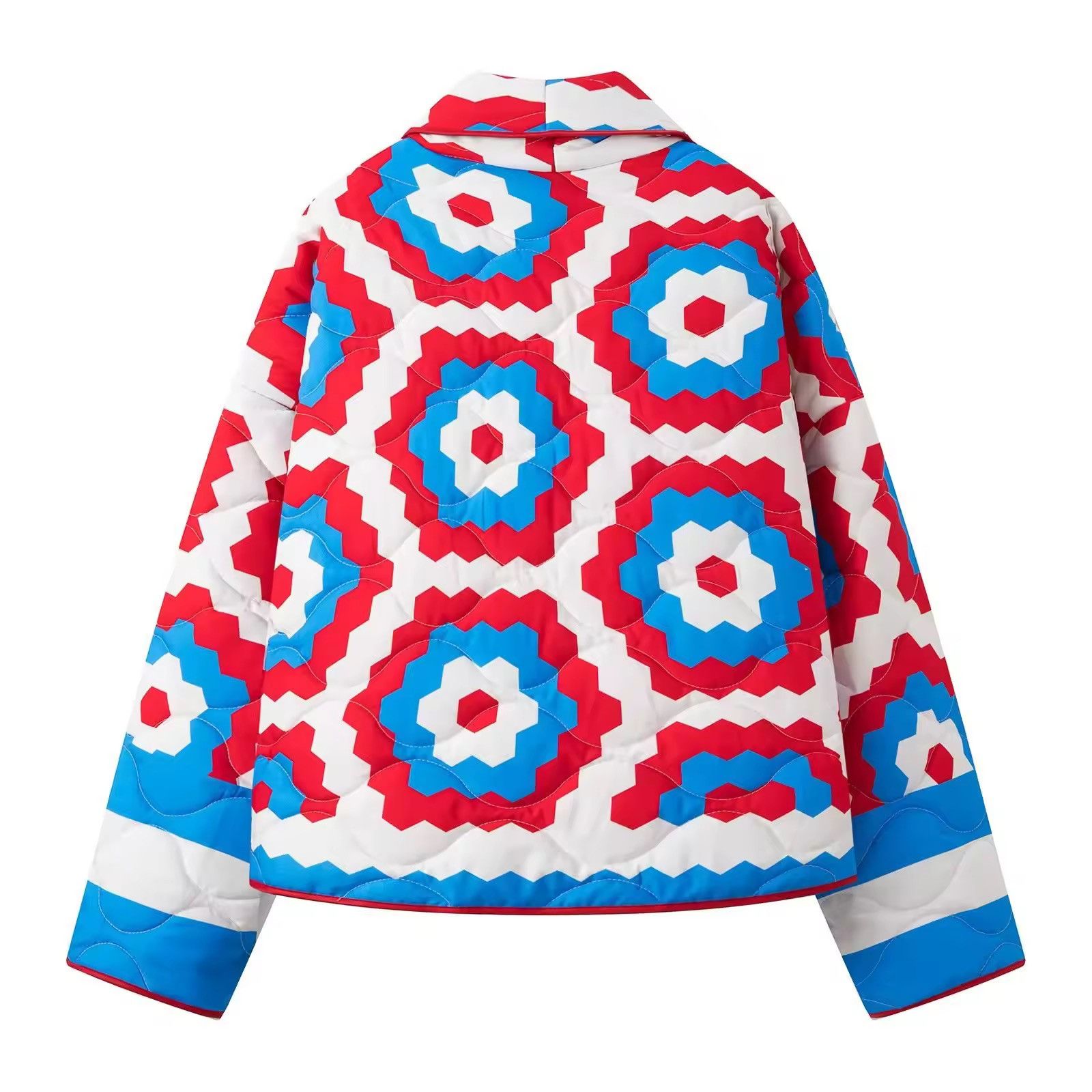 Japanese Brand Geometric Print Spliced Oversize Cardigan Jacket Size M / US 6-8 / IT 42-44 - 2 Thumbnail