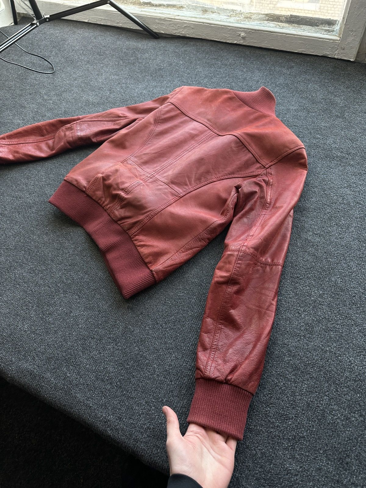 Other 🚨Y2K RICK OWENS TYPE DIRTY SLIM FIT ZIP LEATHER JACKET Size XS / US 0-2 / IT 36-38 - 9 Thumbnail