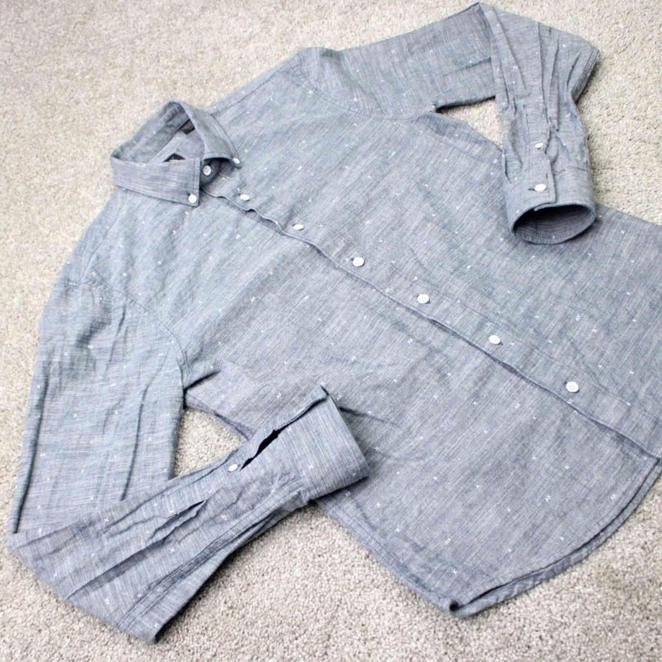 Armani Exchange A/X Armani Exchange Shirt Men XS Blue Geometric Fitted Casual Long Sleeve Cotton Size US XS / EU 42 / 0 - 5 Thumbnail