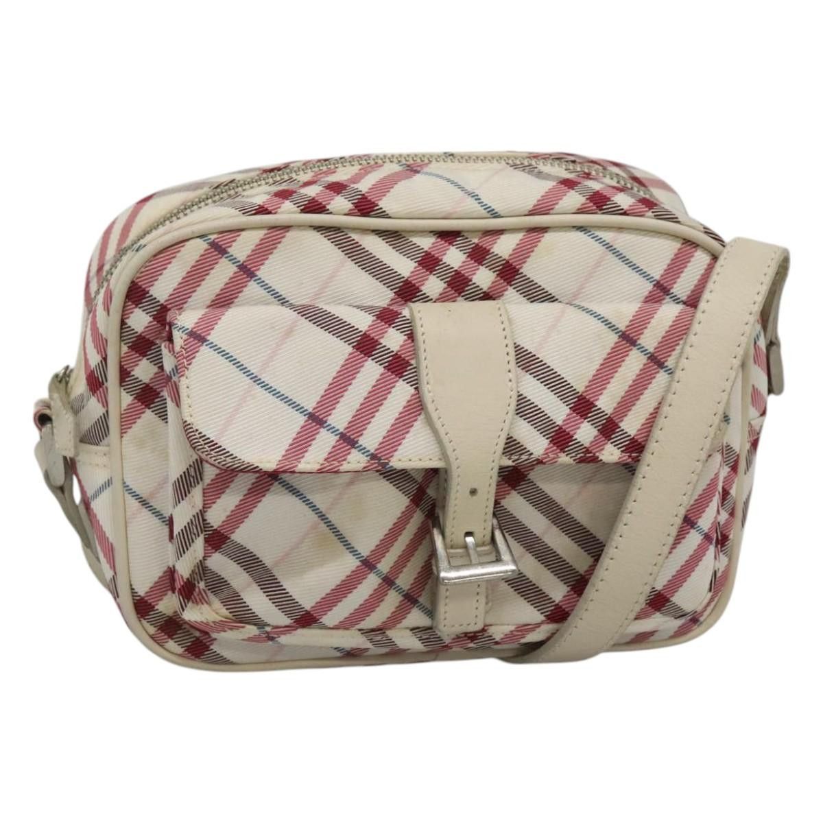 Burberry Nova Check Blue Label Shoulder Bag Nylon Red Auth Mx126, Women's