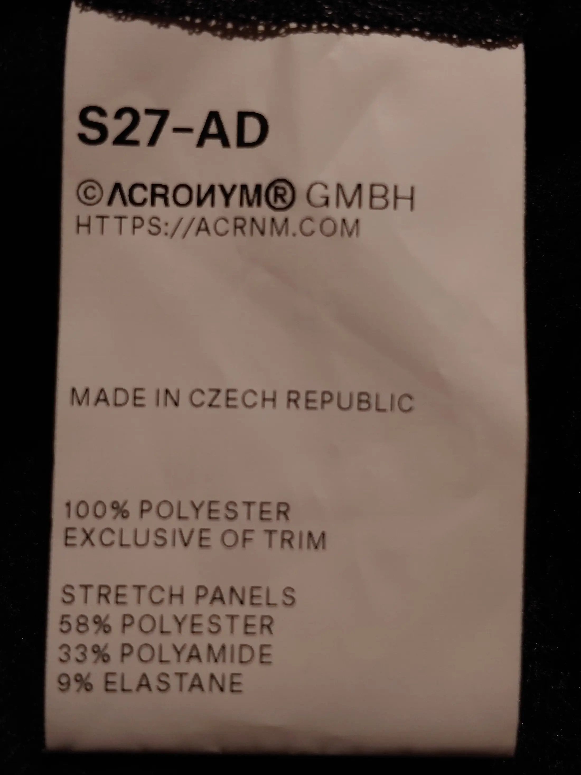 Acronym Acronym S27-AD - XL Size US XL / EU 56 / 4 - 5 Thumbnail
