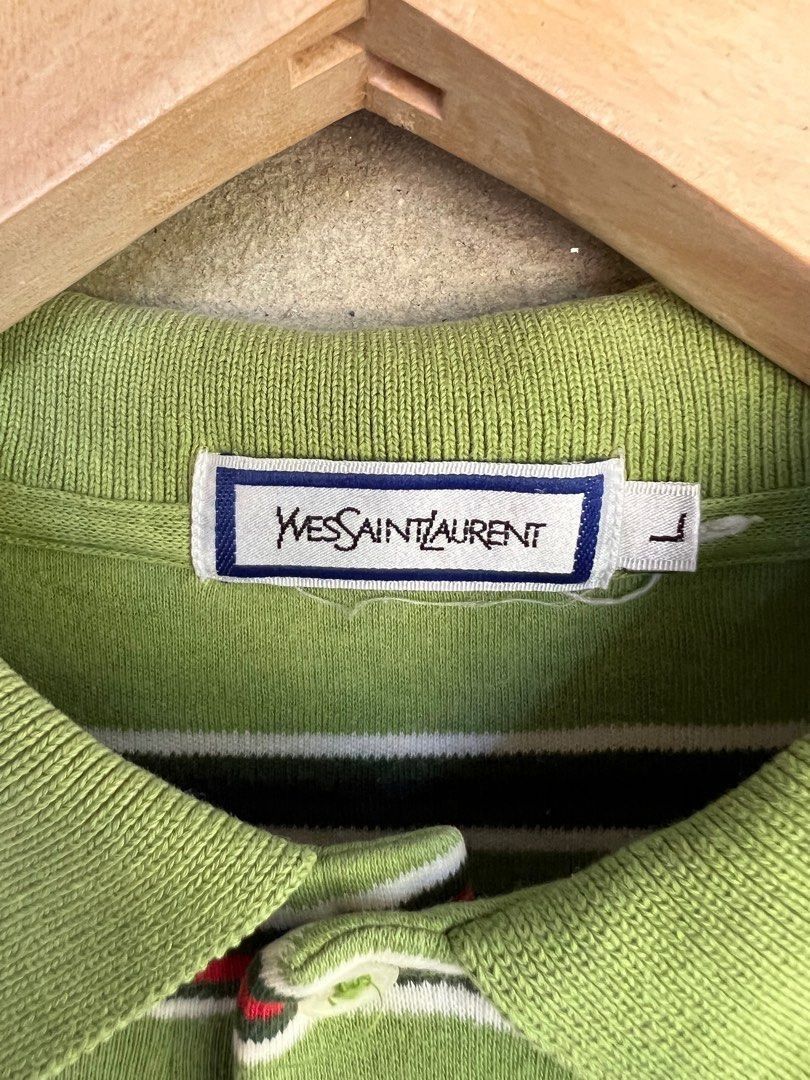 Yves Saint Laurent Vintage YvesSaintLaurent Striped Design Collar Tshirt Size US L / EU 52-54 / 3 - 4 Thumbnail
