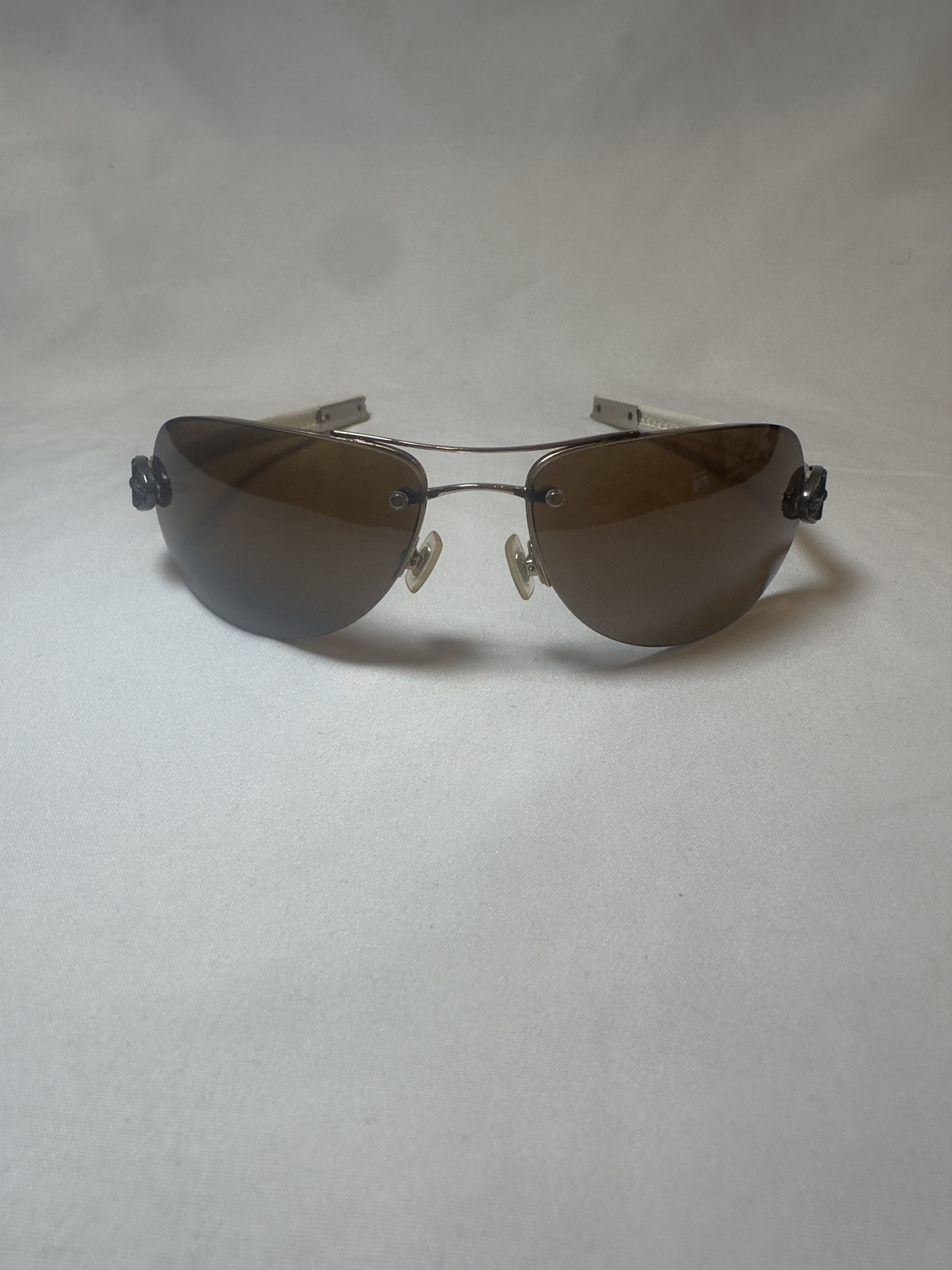 CHROME HEARTS LEATHER/ STERLING SILVER SUNGLASSES Sunglasses Chrome Hearts Cliterally Acetate Shades 925 Silver main image 2