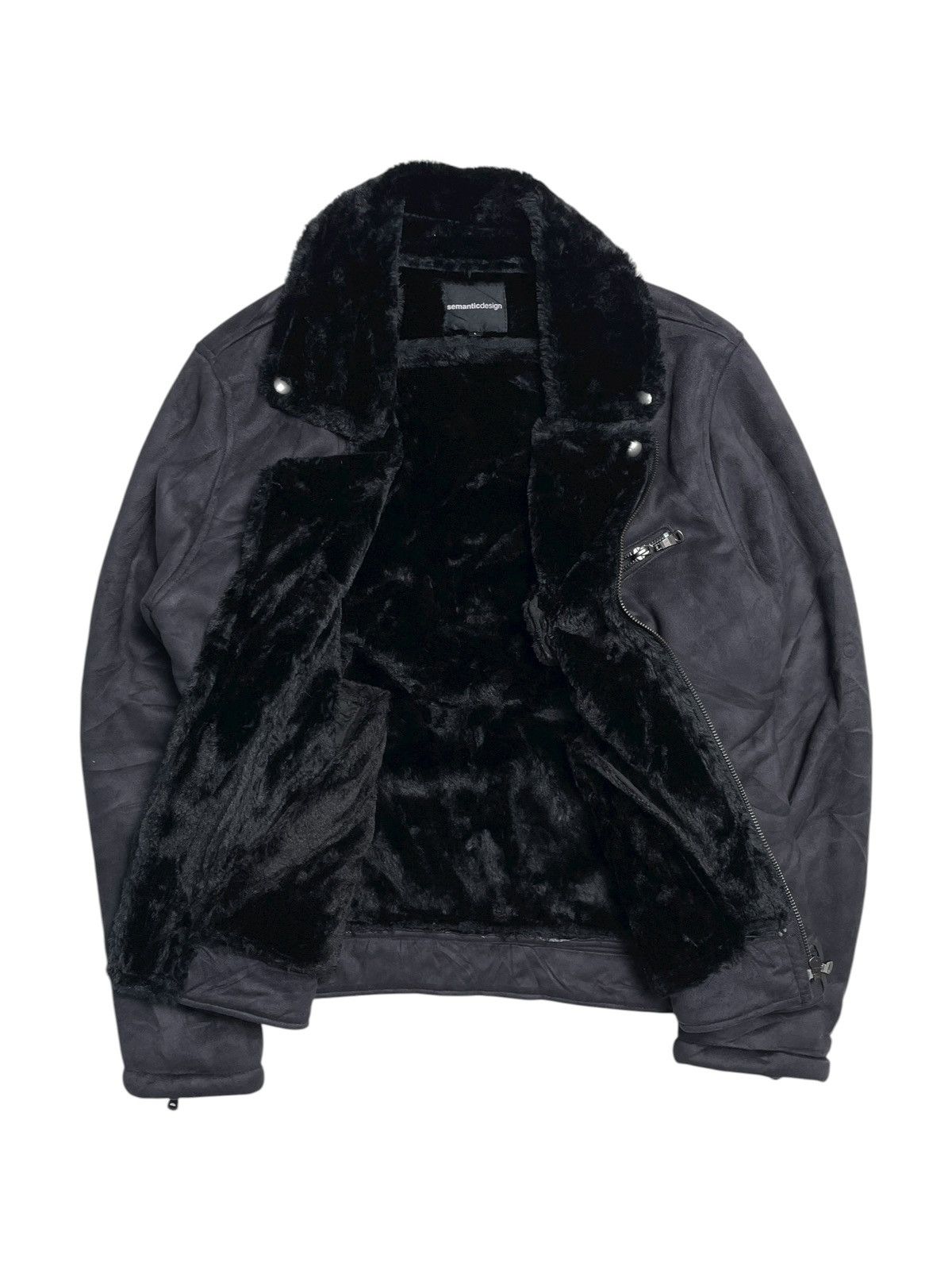 If Six Was Nine 2000’s Semantic Design - Asymmetrical Bikers Velvet Jacket Size US M / EU 48-50 / 2 - 3 Thumbnail