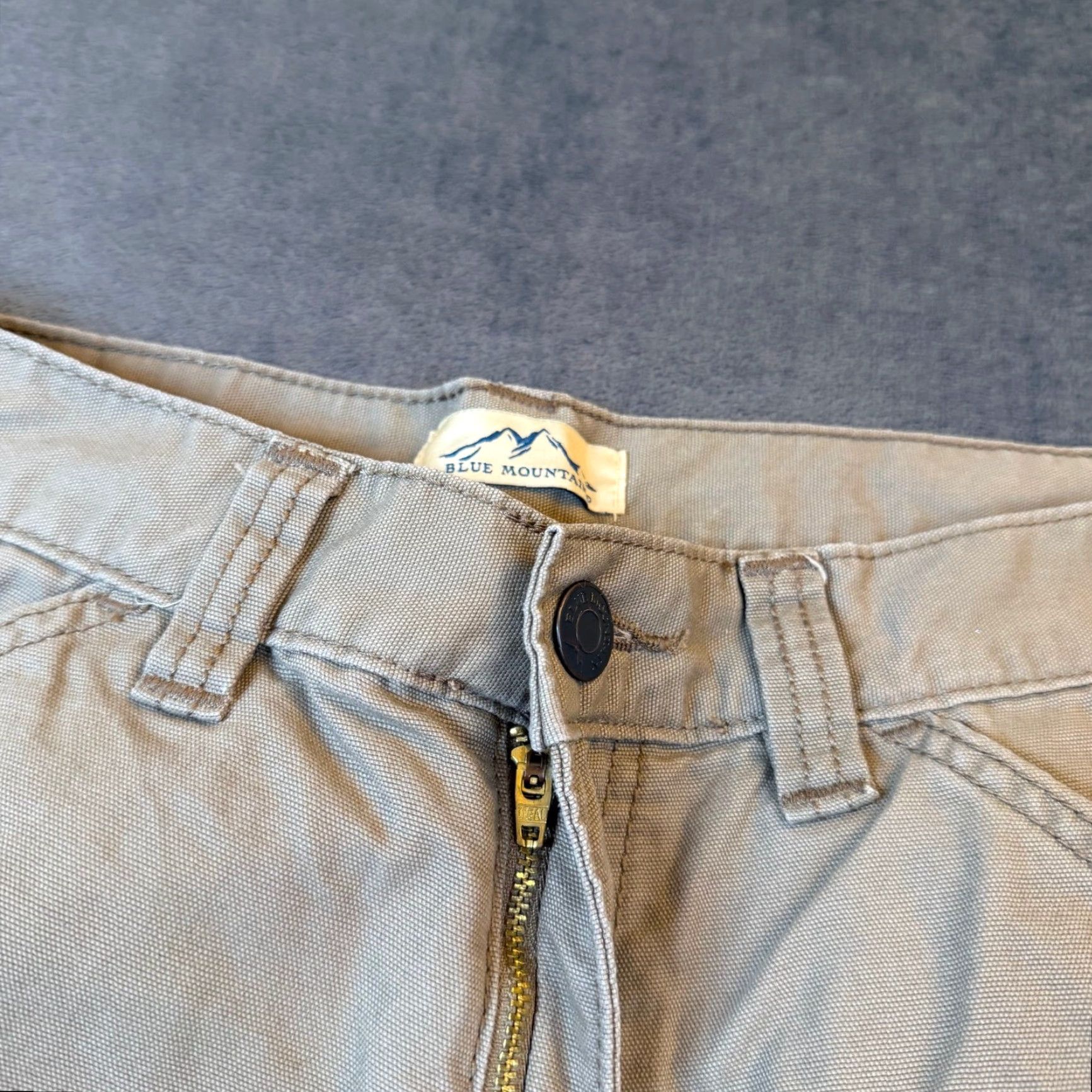 The Mountain Blue Mountain Carpenter Pants Mens 34x32 Tan Canvas Utility Work Straight Fit Size US 34 / EU 50 - 6 Thumbnail