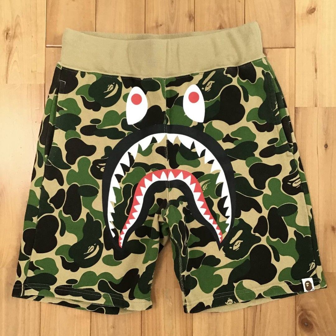 BAPE Shark sweat shorts ABC camo green a bathing ape ★size S