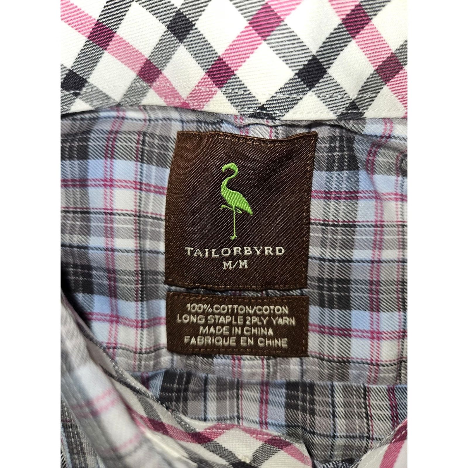Tailorbyrd TAILORBYRD Shirt Mens M Blue Plaid Button-Down Long Sleeve Flamingo Logo Embroidered Casual Size US M / EU 48-50 / 2 - 2 Thumbnail