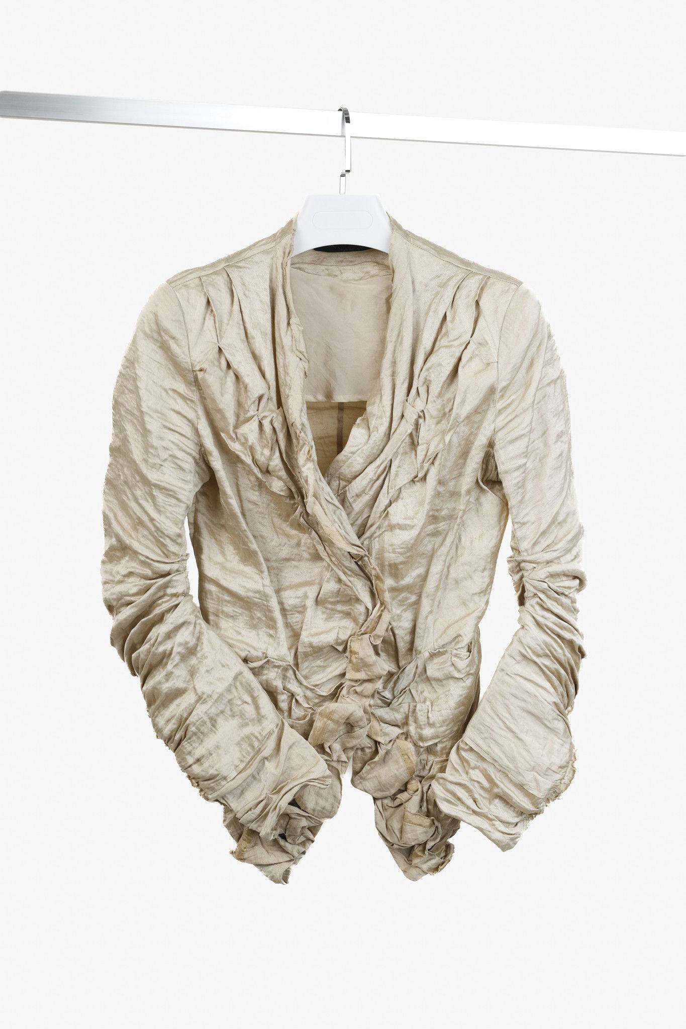 Donna Karan Donna Karan Metallic Silk Gold Ruched Jacket Size L / US 10 / IT 46 - 1 Thumbnail