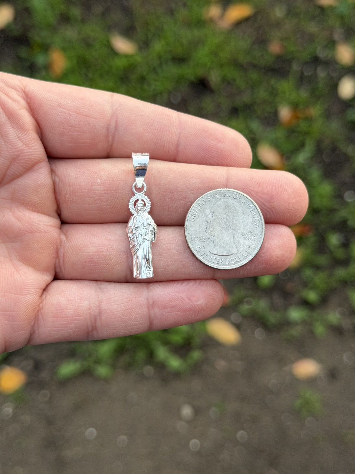 Sterling Silver San Judas micro silver pendant Size ONE SIZE - 3 Thumbnail