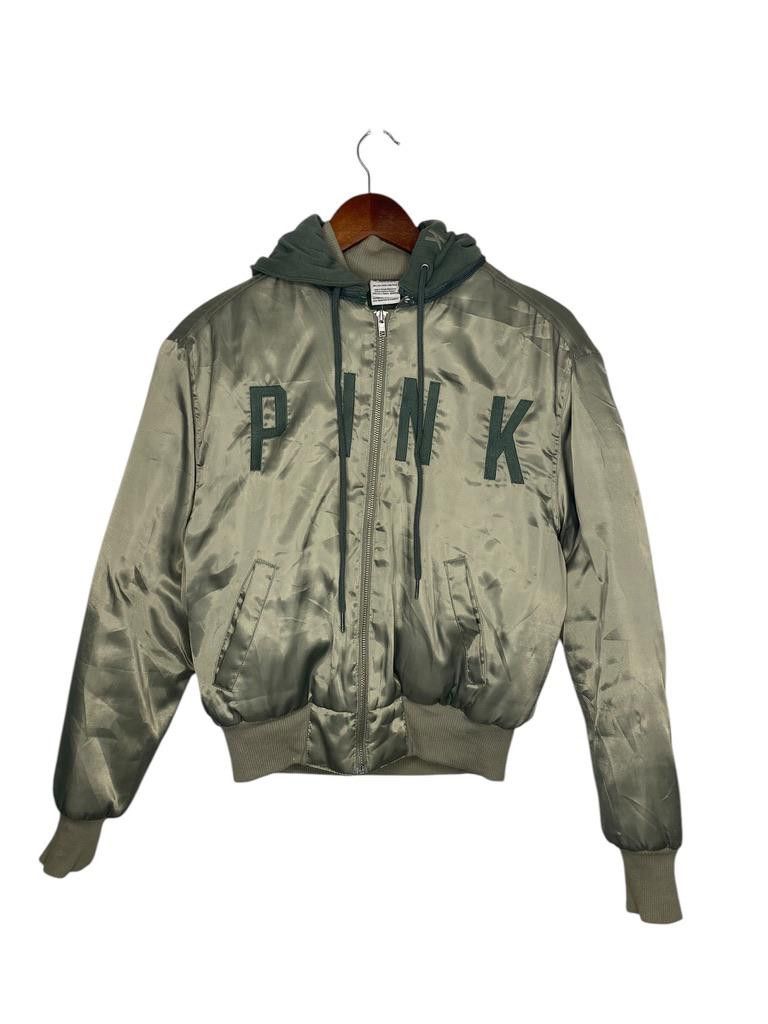 Pink Y2K Green PINK By Victoria's Secret Satin Bomber Jacket XS Size XS / US 0-2 / IT 36-38 - 1 Thumbnail