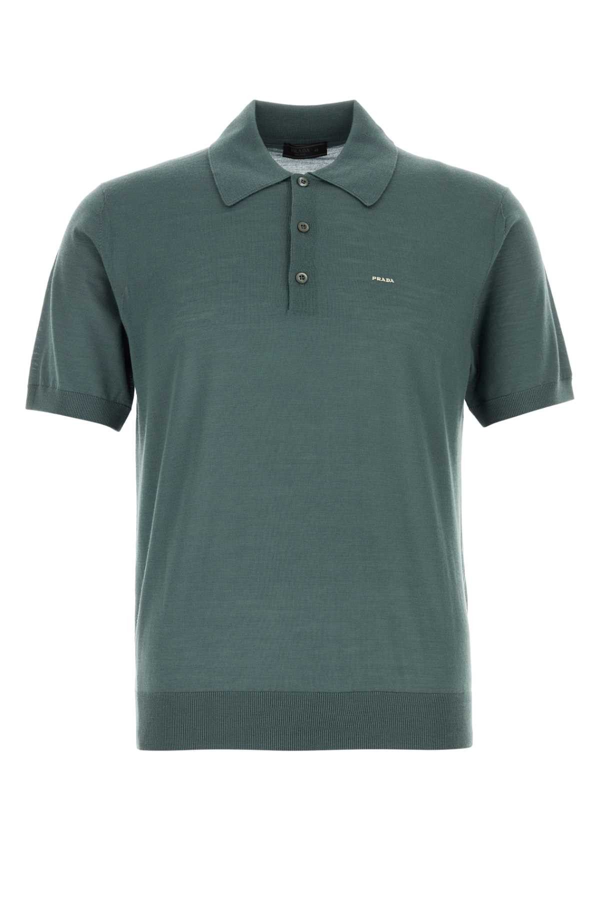 Prada Dark Green Wool Polo Shirt Size US M / EU 48-50 / 2 - 1 Thumbnail