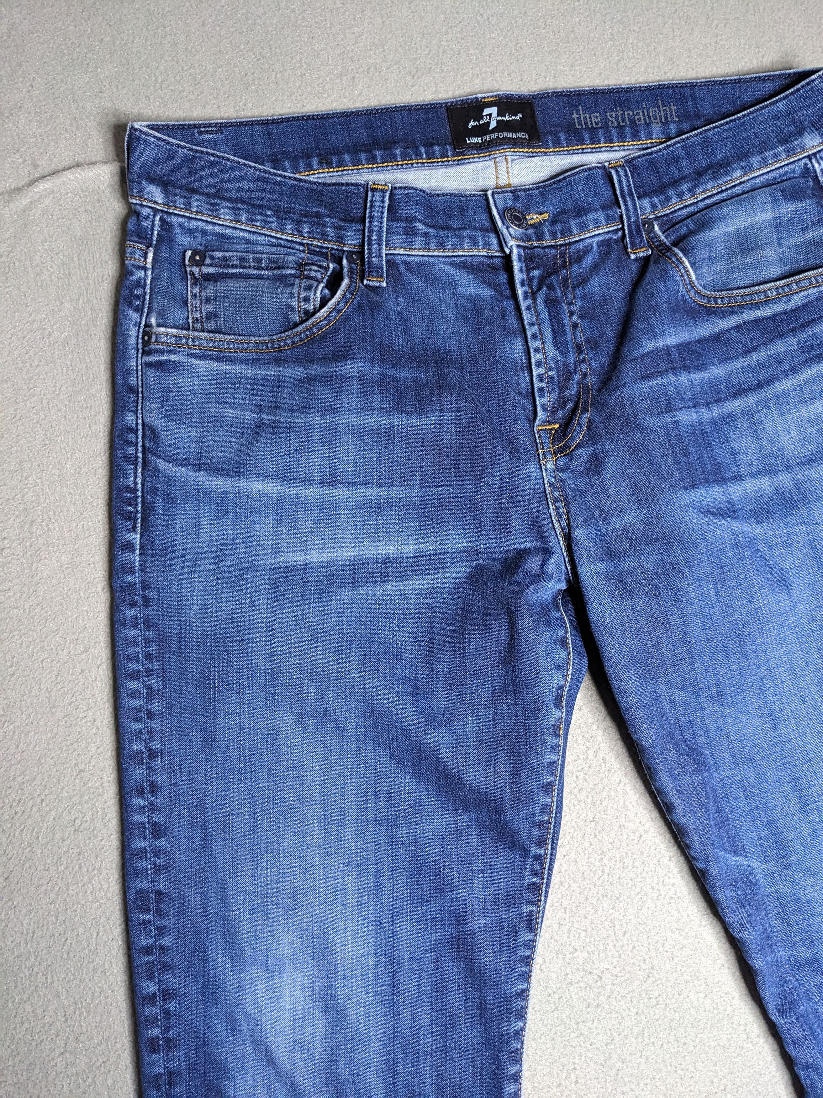 7 For All Mankind 7 For All Mankind Straight Luxe Performance Jeans 35x33 Size US 35 - 3 Thumbnail