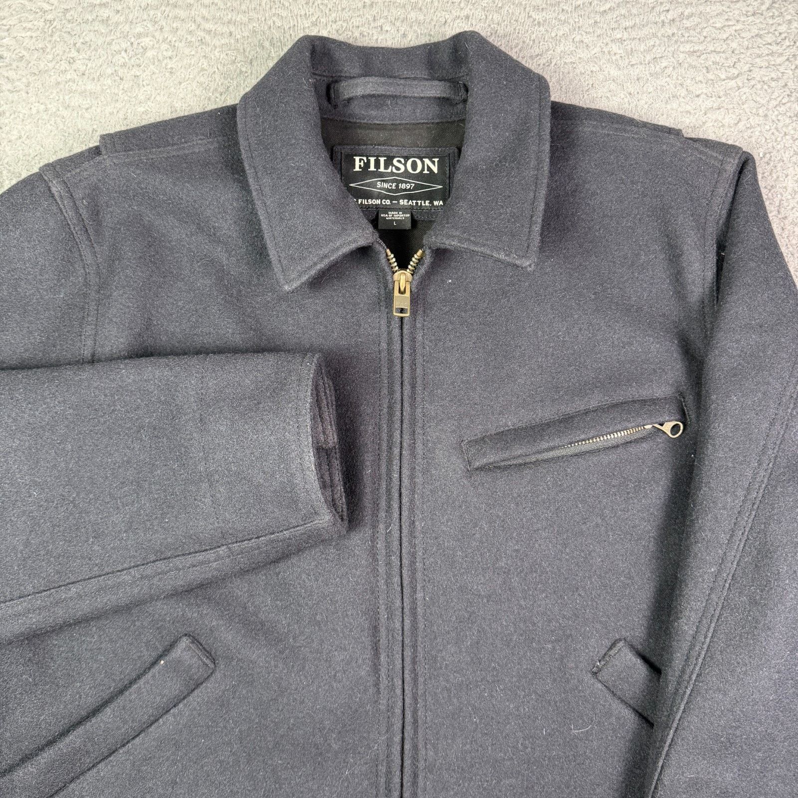 Filson Filson Mackinaw Work Jacket Mens L Navy Blue Wool Full Zip Size US L / EU 52-54 / 3 - 1 Thumbnail