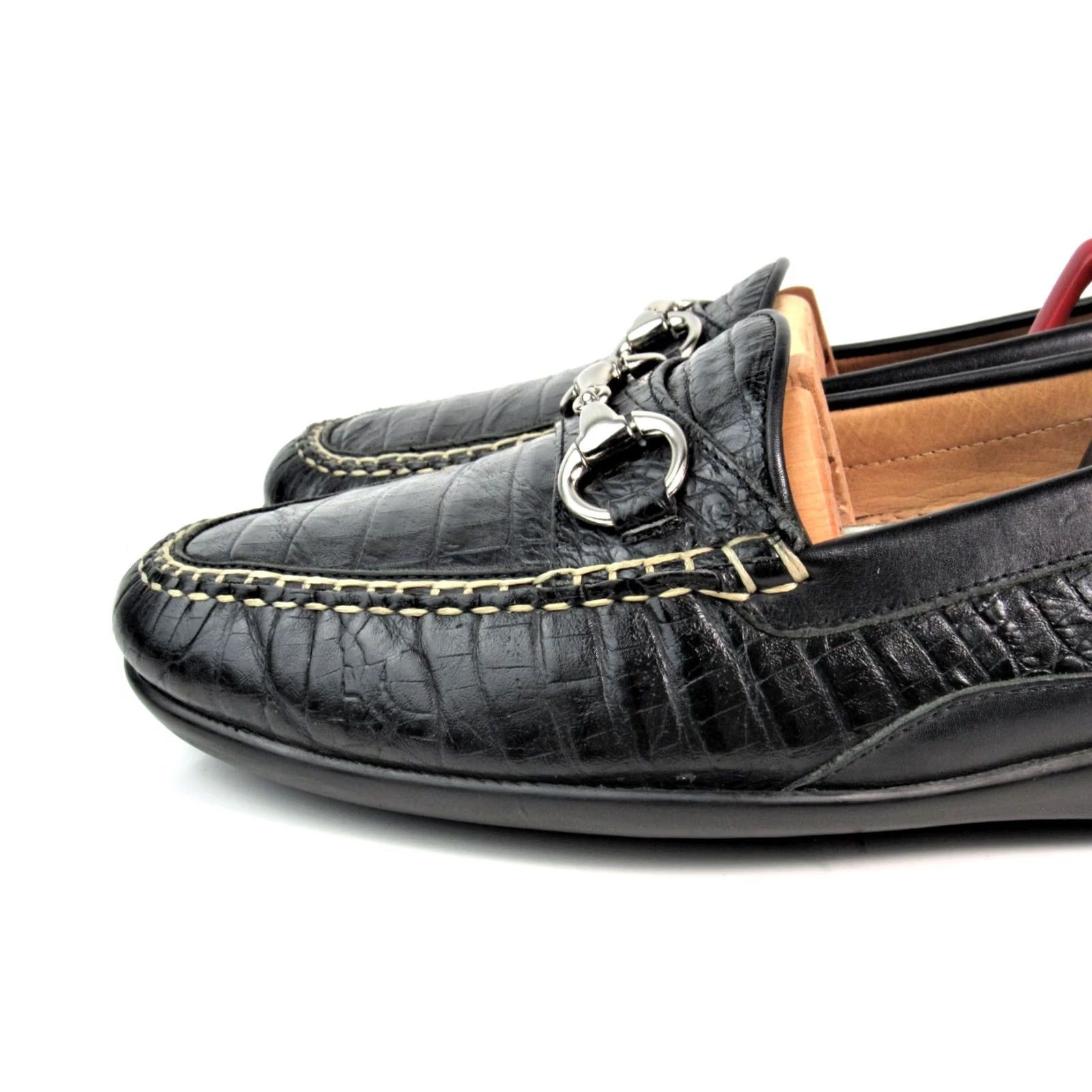 Vintage Martin Dingman Black Loafers Mens 11.5 Medium Casual Slip On Leather Alligator Grain Size US 11 / EU 44 - 4 Thumbnail