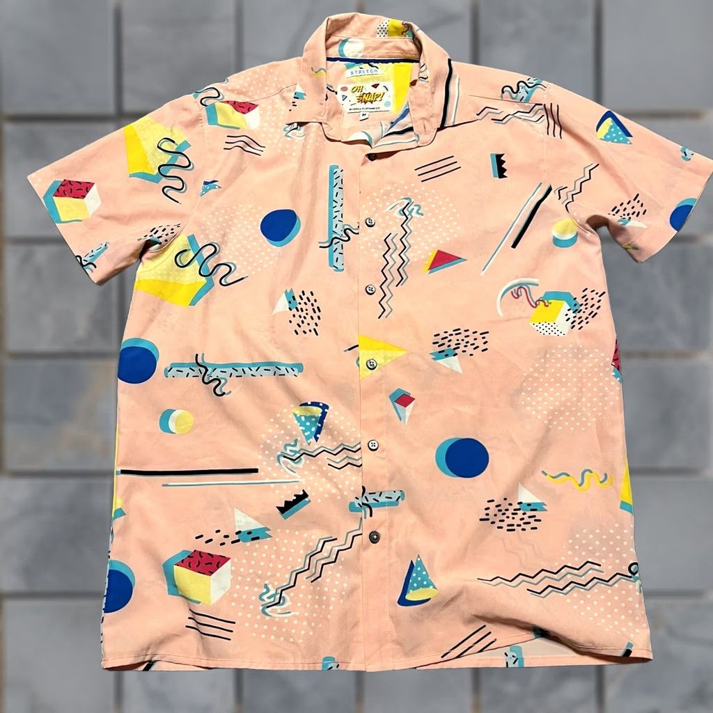 Pinko Oh snap Shirt Mens M Pink Light Geometric Performance Button Beach Size US M / EU 48-50 / 2 - 1 Thumbnail