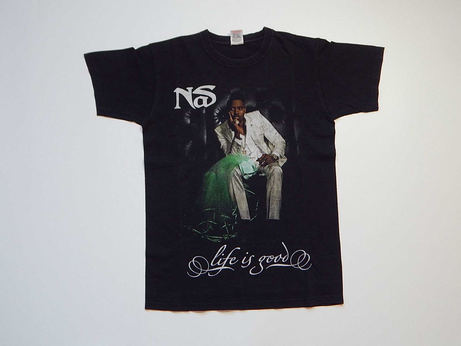 NAS LIFE IS GOOD Tシャツ RAP TEES QB Nas Rap T Shirt Mens L Double Sided Prints Life Is Good