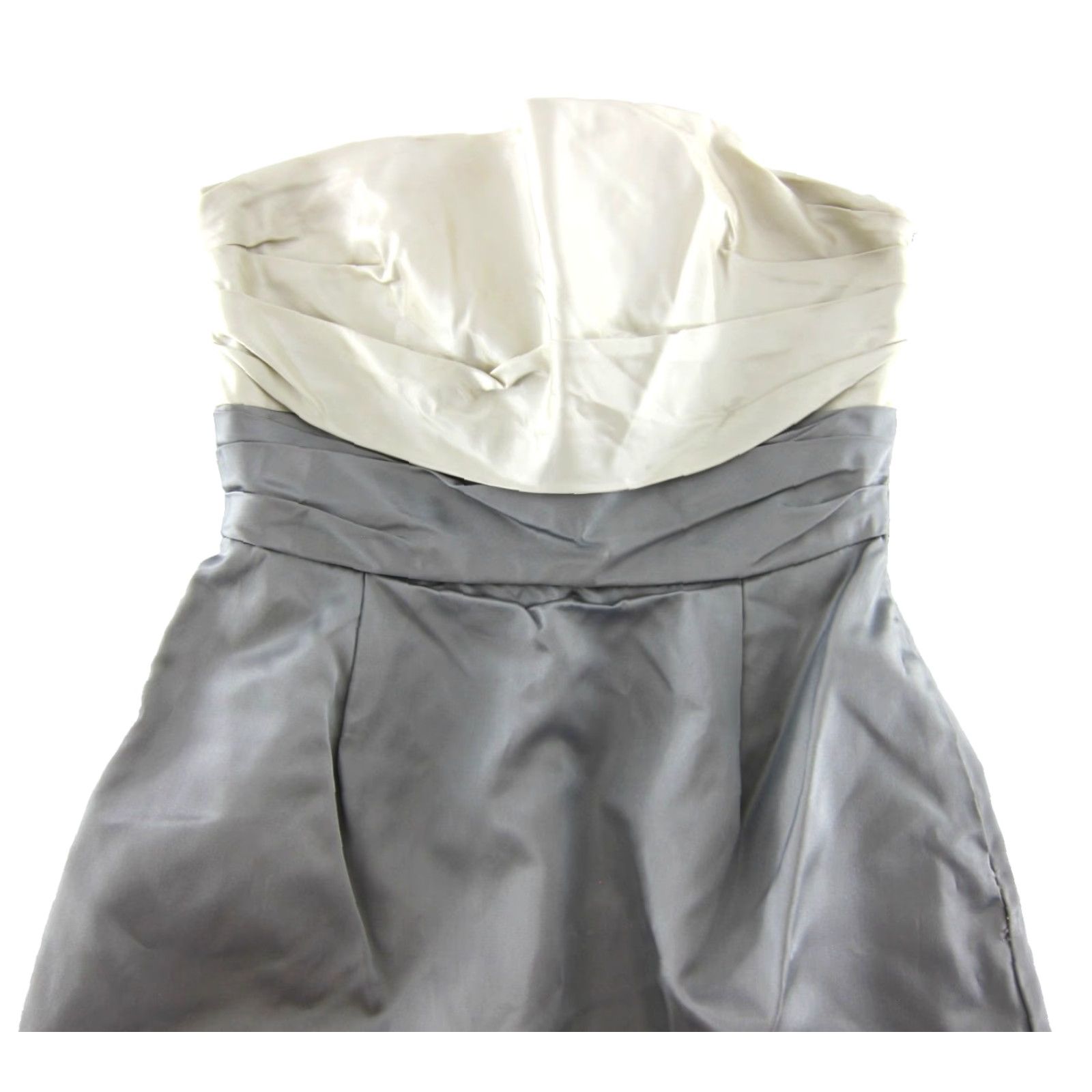 Vintage VINTAGE Jim Hjelm Dress Strapless Satin Face Taffeta Pewter Gathered Bodice Knee Length 12 Womens Gray 90s Wedding Formal Size XL / US 12-14 / IT 48-50 - 5 Thumbnail
