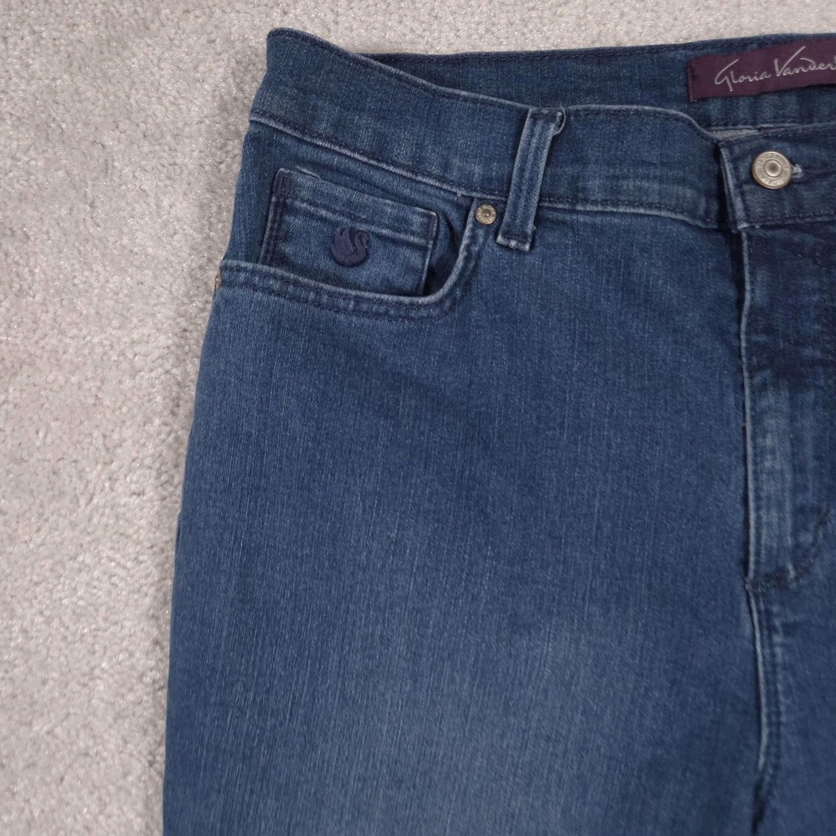 Gloria Vanderbilt Gloria Vanderbilt Amanda Jeans Womens 16P Short Blue High Rise Tapered Stretch Denim Cotton Blend Spandex 5-Pocket Zip Button Size 38" / US 16 / IT 52 - 3 Thumbnail